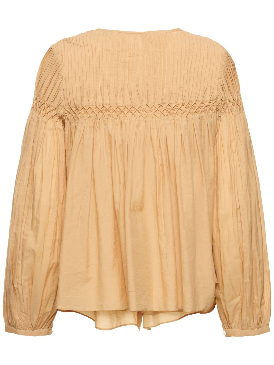 Shop Marant Etoile Abadi Buttoned Cotton Blend Shirt In Beige