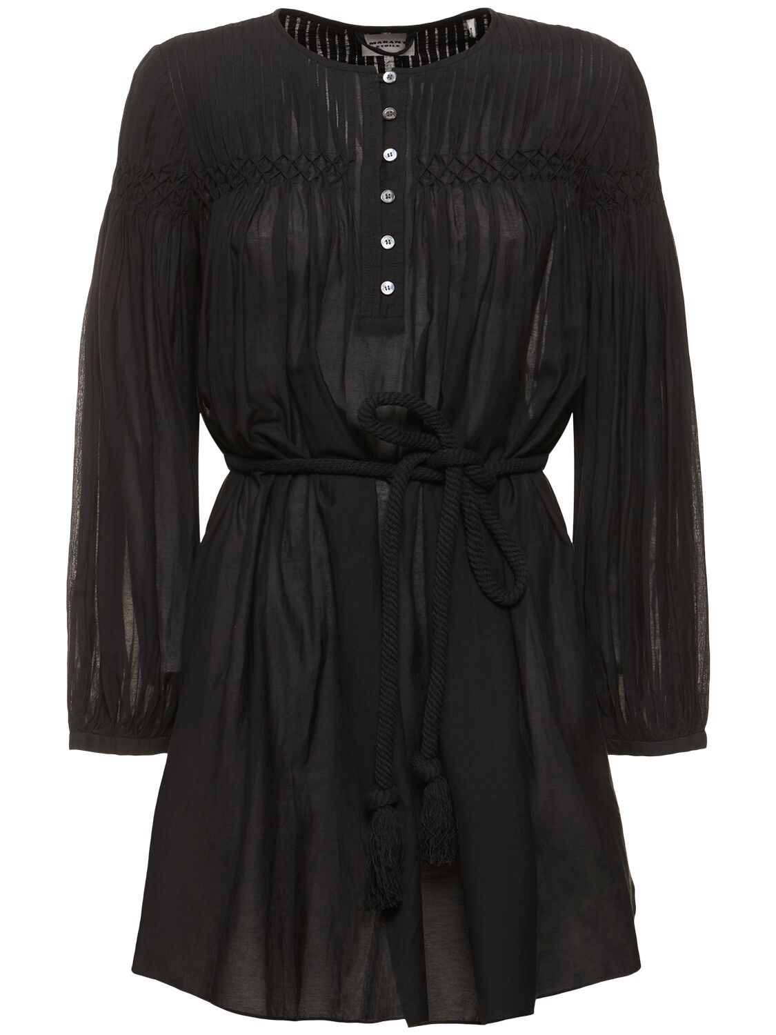 Marant Etoile Adeliani Buttoned Long Sleeve Dress In Black