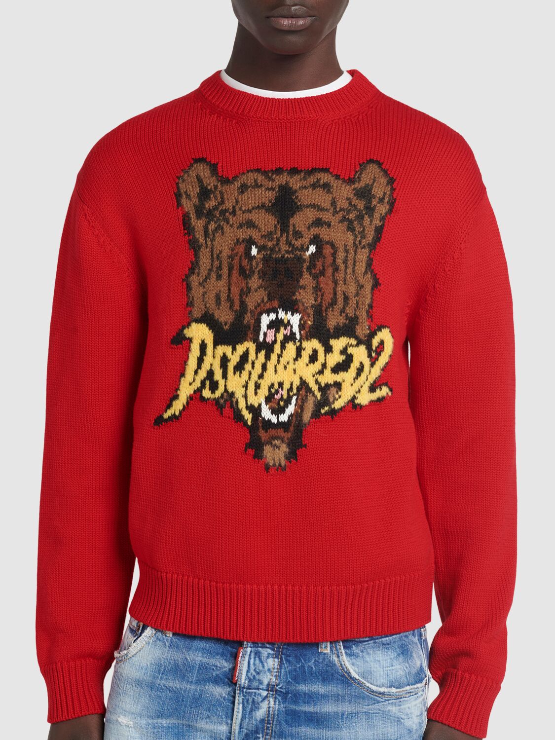 Shop Dsquared2 Crewneck Bear Logo Sweater In Rot