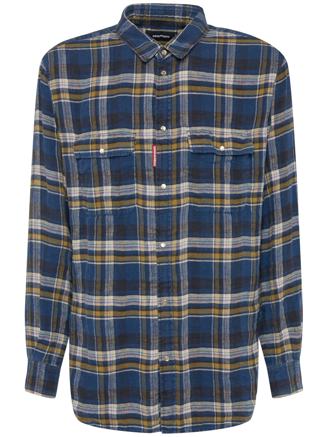 Dsquared2 Relaxed Dan Linen Shirt In Blue/mixed Colo