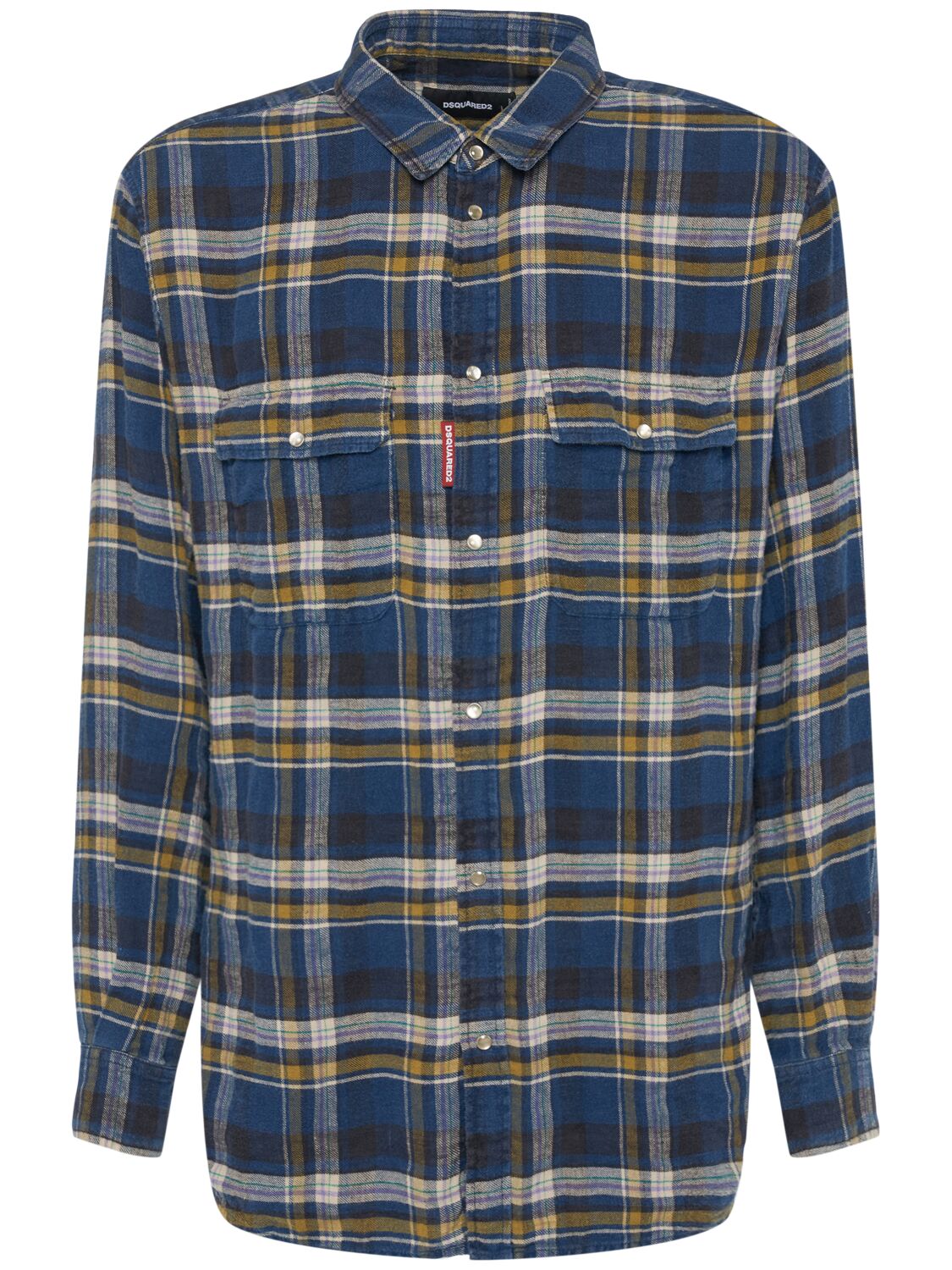 Shop Dsquared2 Relaxed Dan Linen Shirt In Blue/mixed Colo