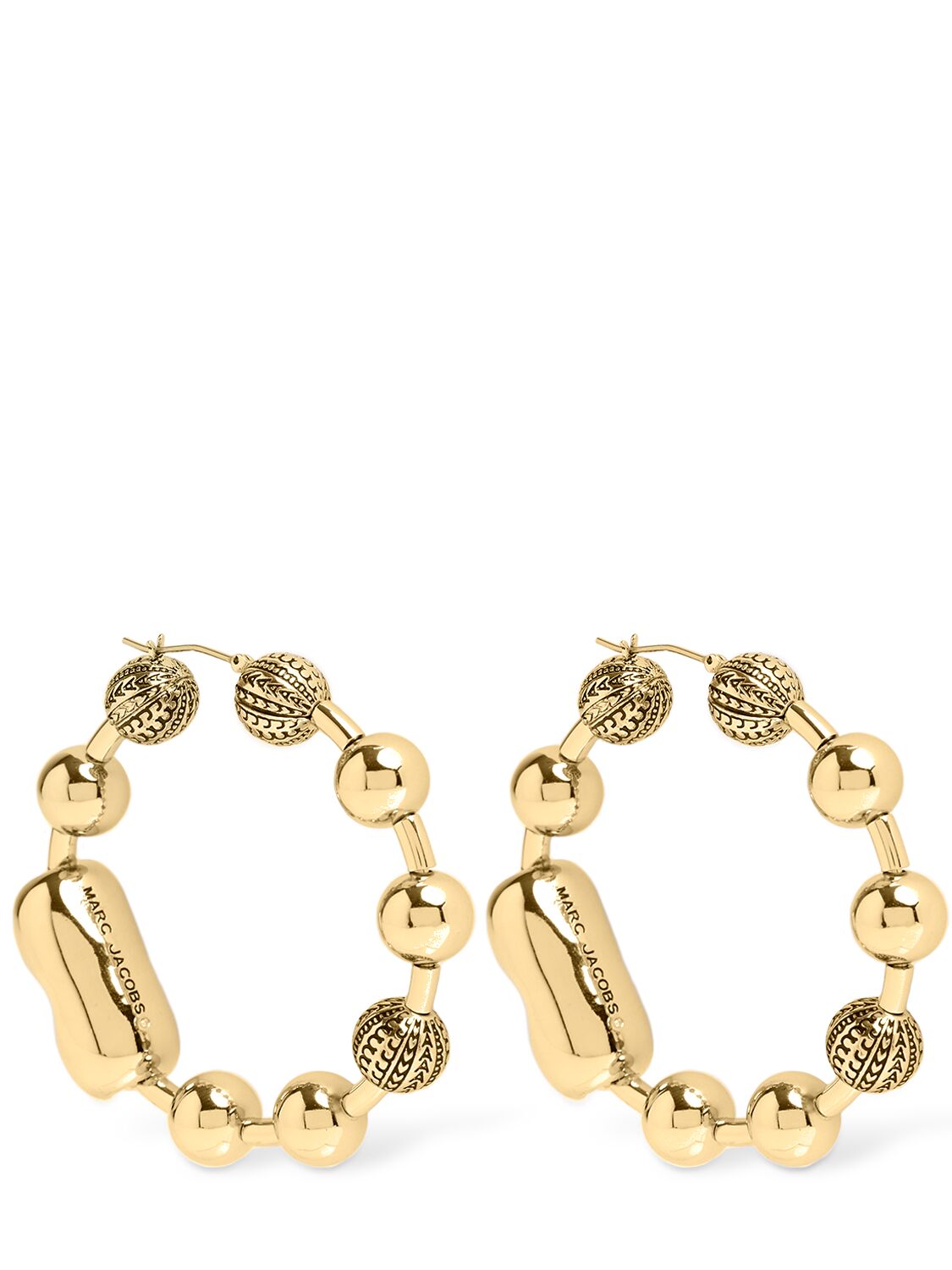 Shop Marc Jacobs Monogram Ball Chain Hoop Earrings In Gold
