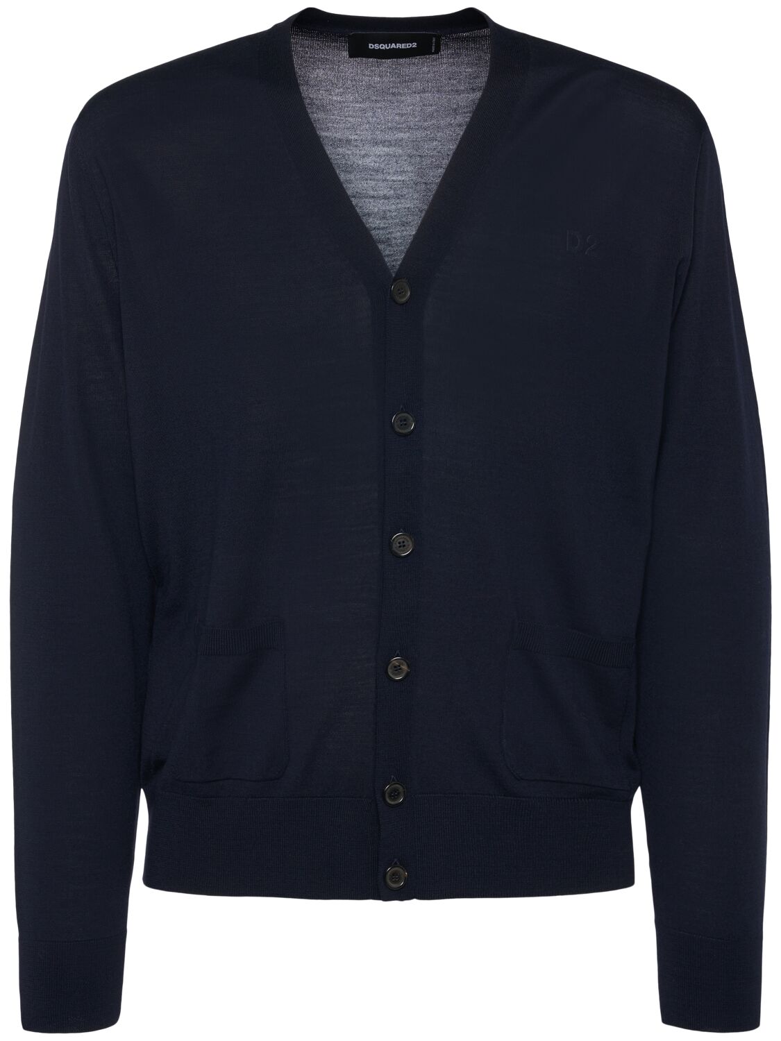 Dsquared2 Knit Wool Cardigan In Navy
