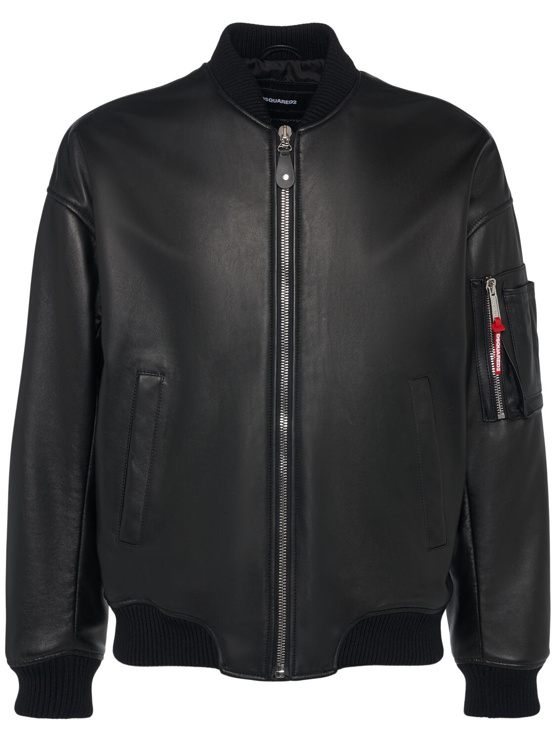 Dsquared2 Cyprus Leather Bomber Jacket In Black