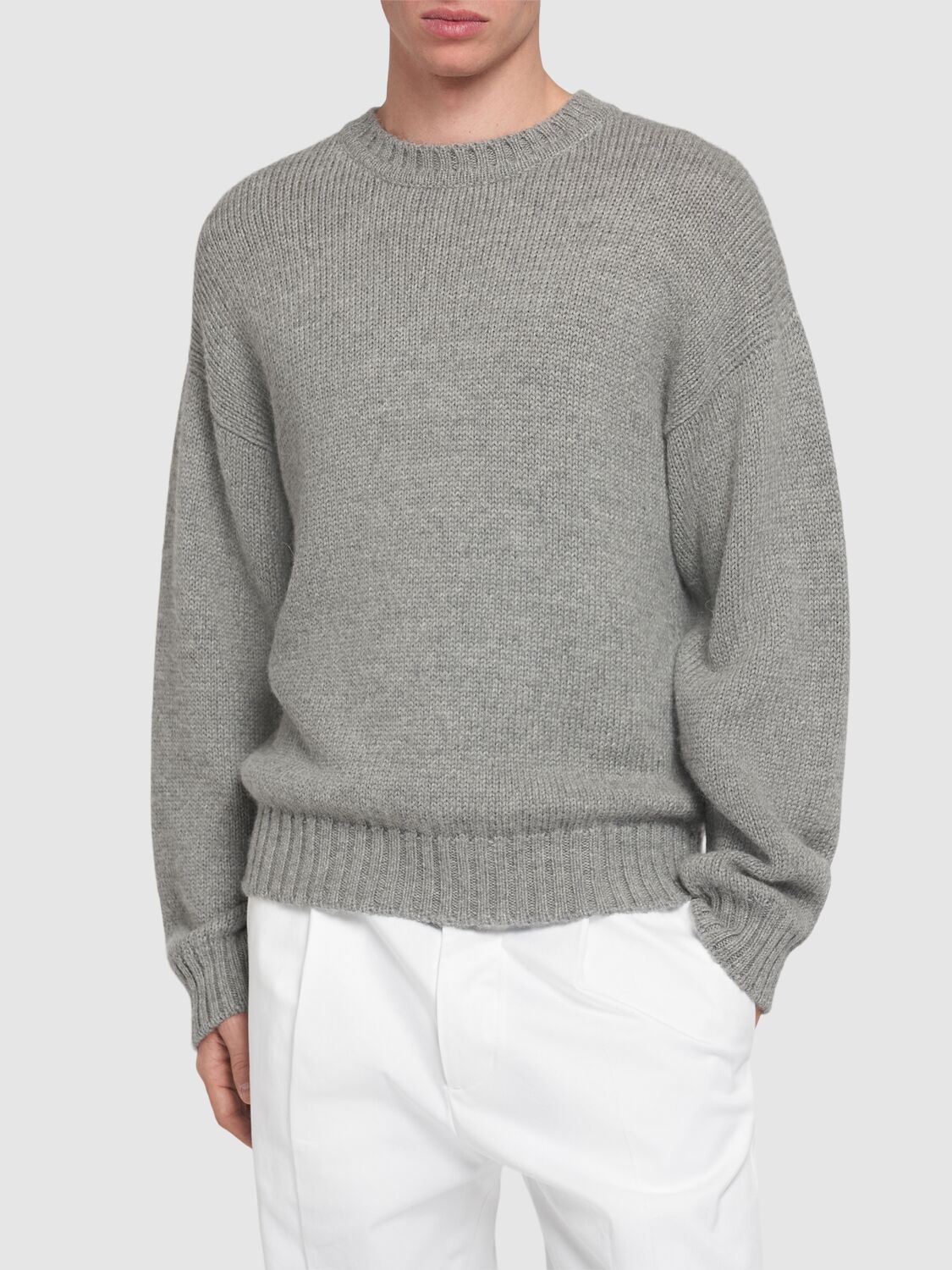 Shop Dsquared2 Crewneck Alpaca Sweater In Schattengrau