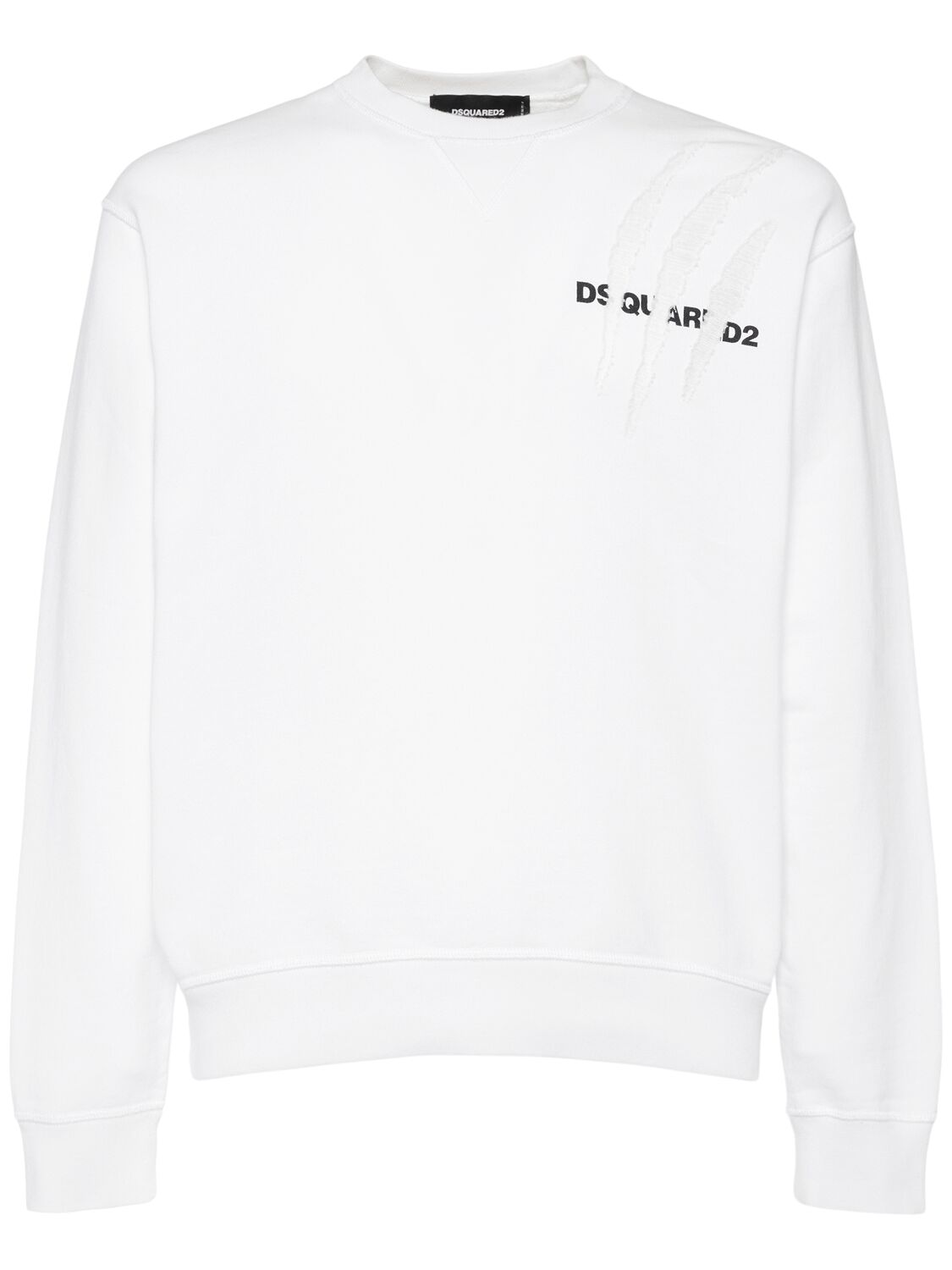 Dsquared2 Cool Fit Cotton Crewneck Sweatshirt In White