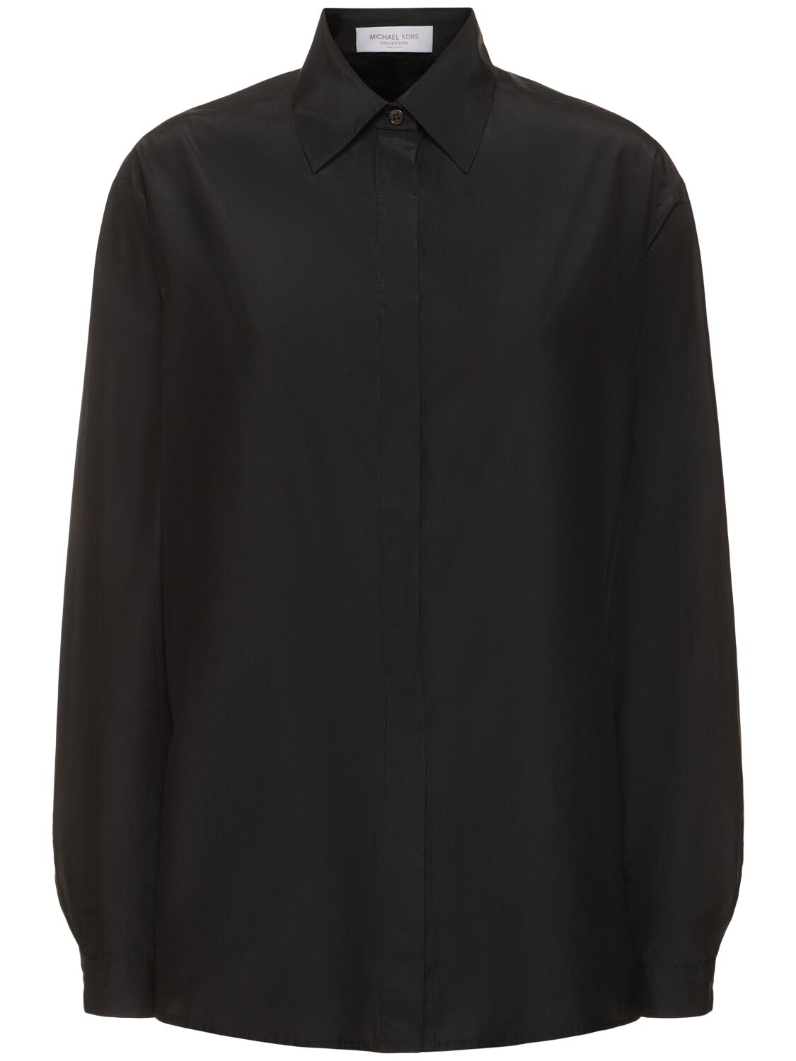 Michael Kors Taffeta Boyfriend Button-front Shirt In Black