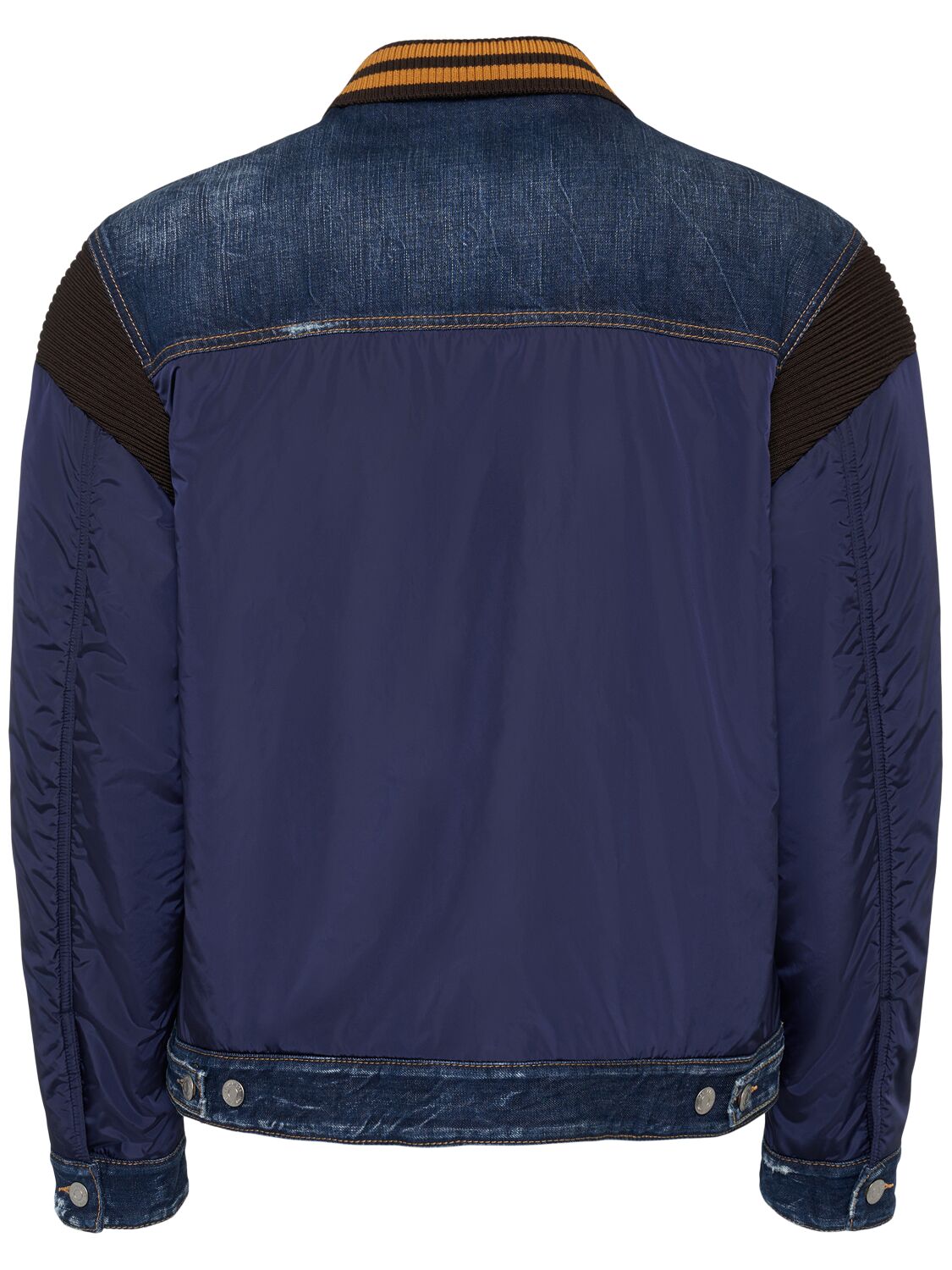 Shop Dsquared2 Varsity Nylon & Denim Jacket In Navy