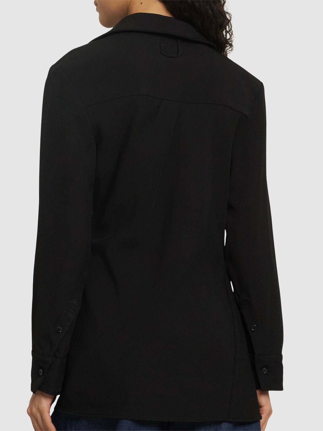 Shop Jacquemus La Chemise Pablo Satin Shirt In Black