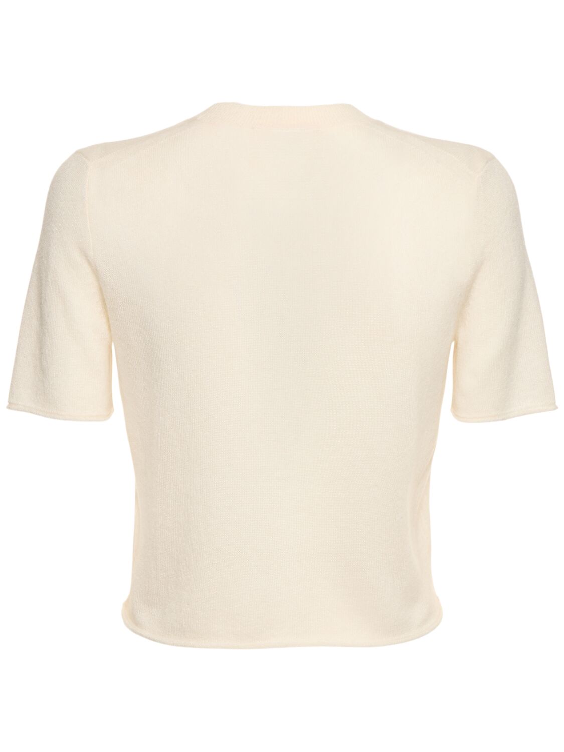 Shop Guest In Residence Featherweight Wool Blend Crop T-shirt In White