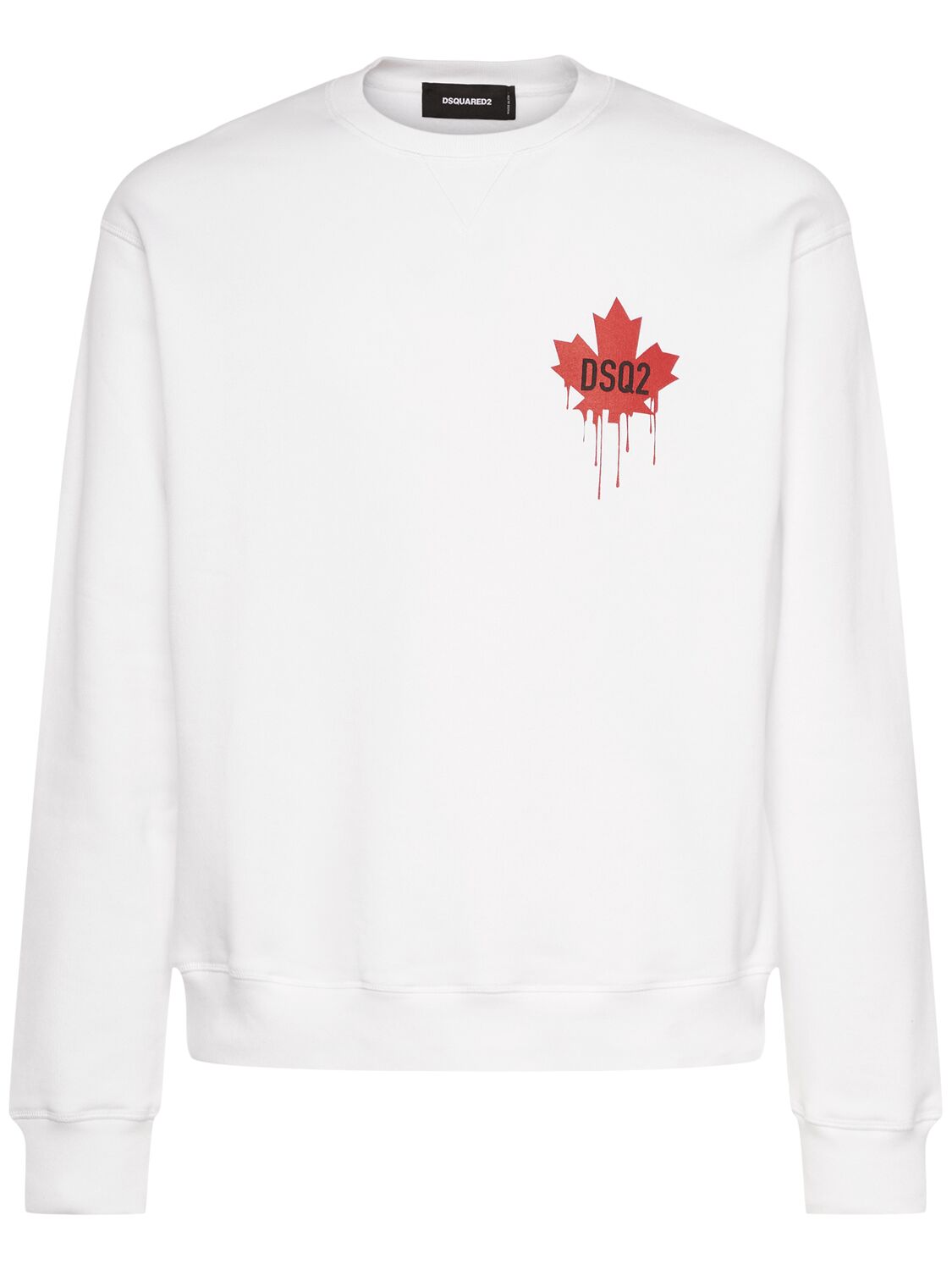 Dsquared2 Cool Fit Cotton Crewneck Sweatshirt In White