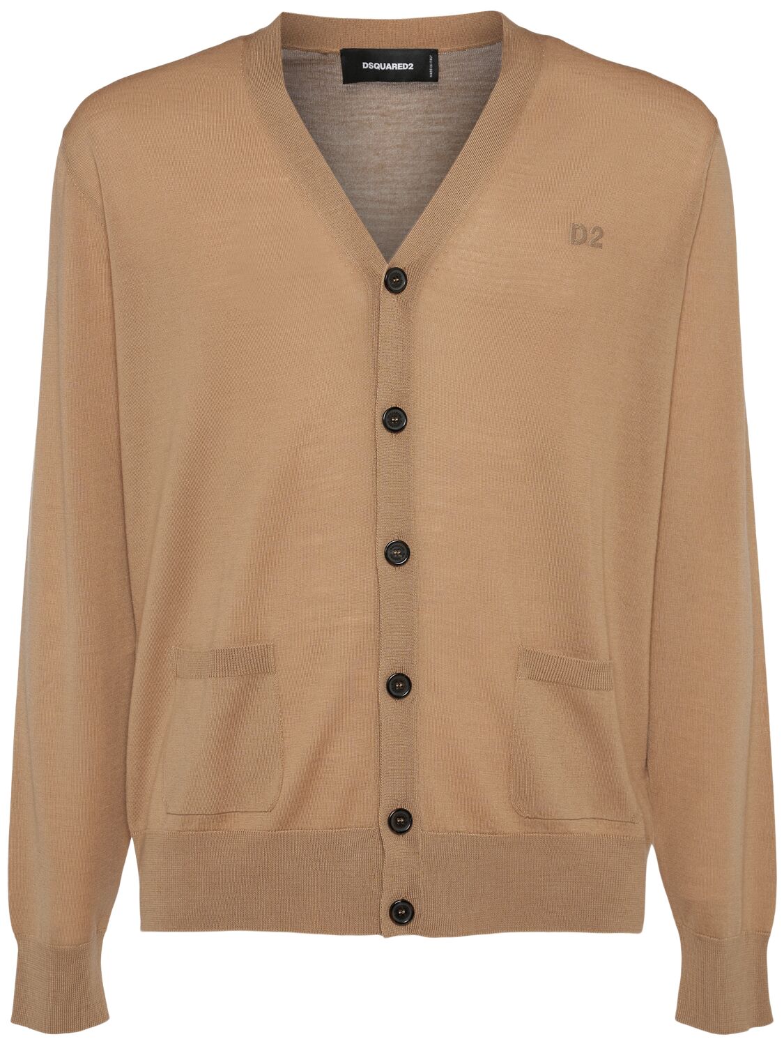 Shop Dsquared2 Knit Wool Cardigan In Sand