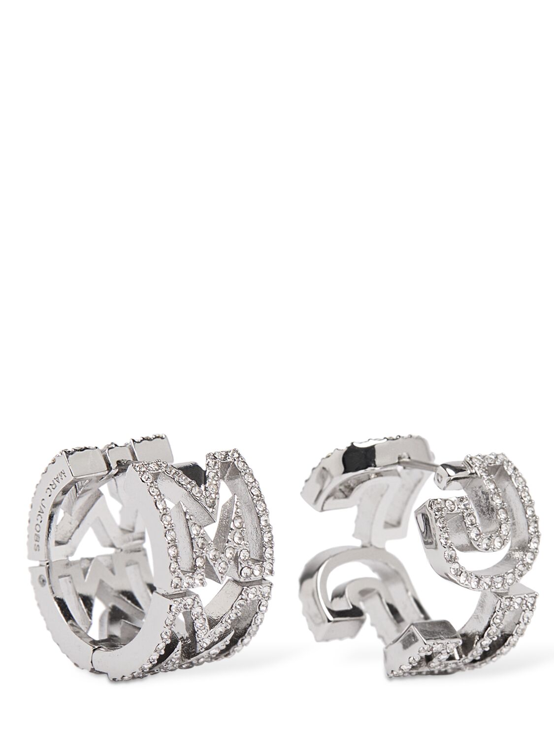Marc Jacobs Monogram Crystal Hoop Earrings In Metallic