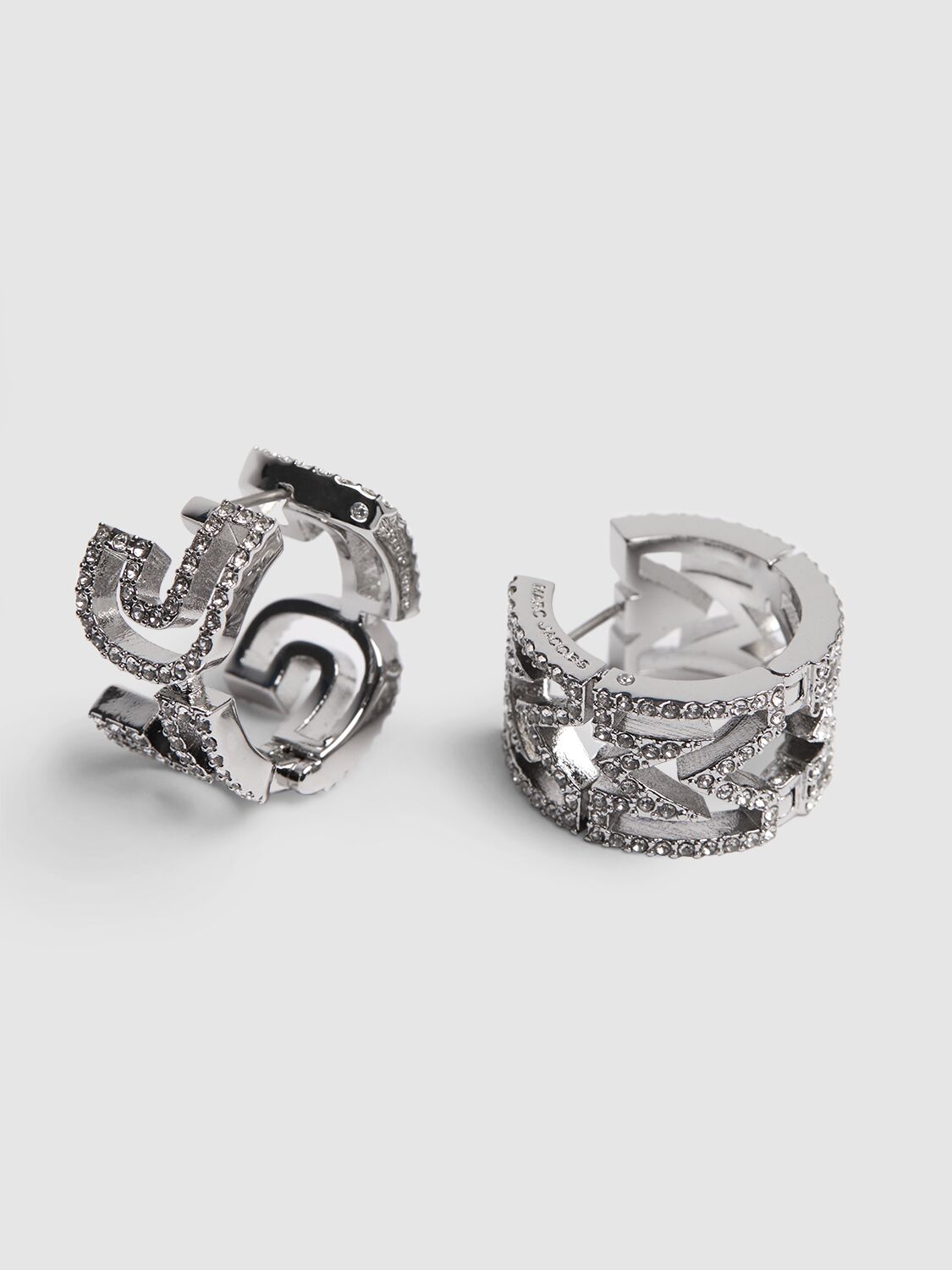 Shop Marc Jacobs Monogram Crystal Hoop Earrings In Silver