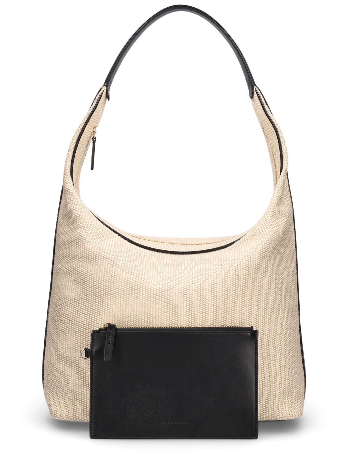 Loulou Studio Ares Cotton Blend Hobo Bag In Beige/black
