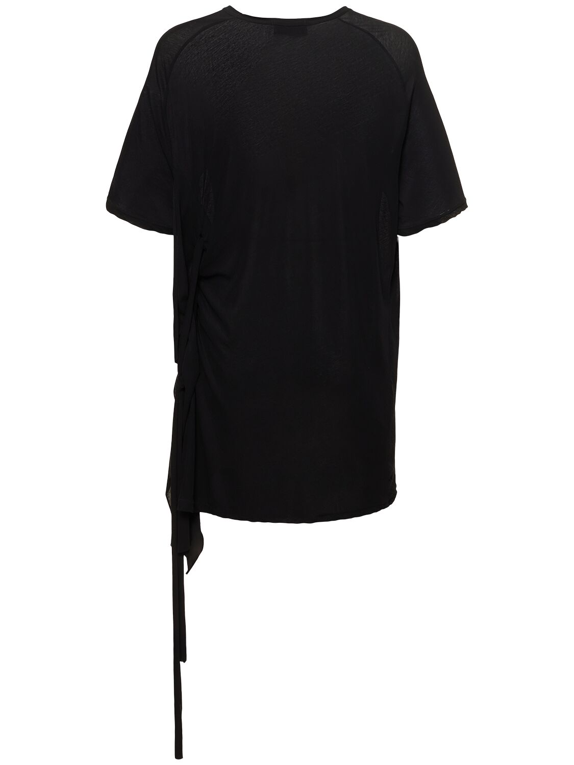 Shop Yohji Yamamoto Cotton Side String T-shirt In Black