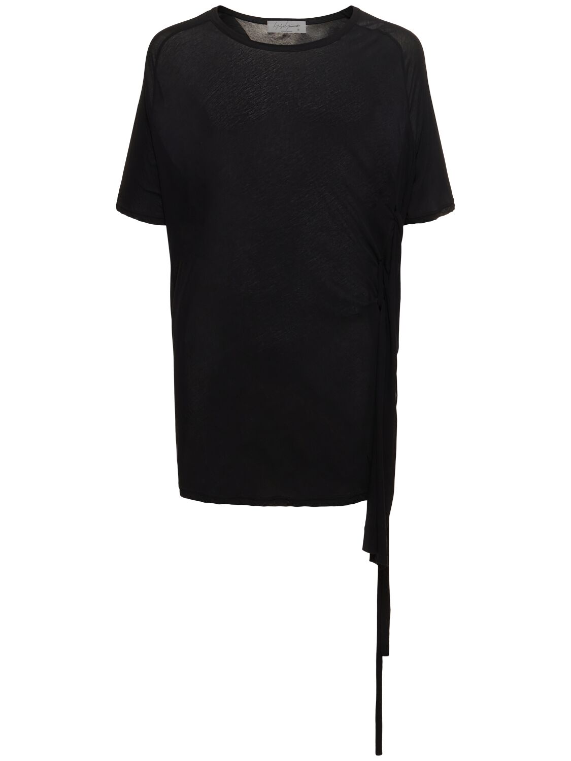 Yohji Yamamoto Cotton Side String T-shirt In Black