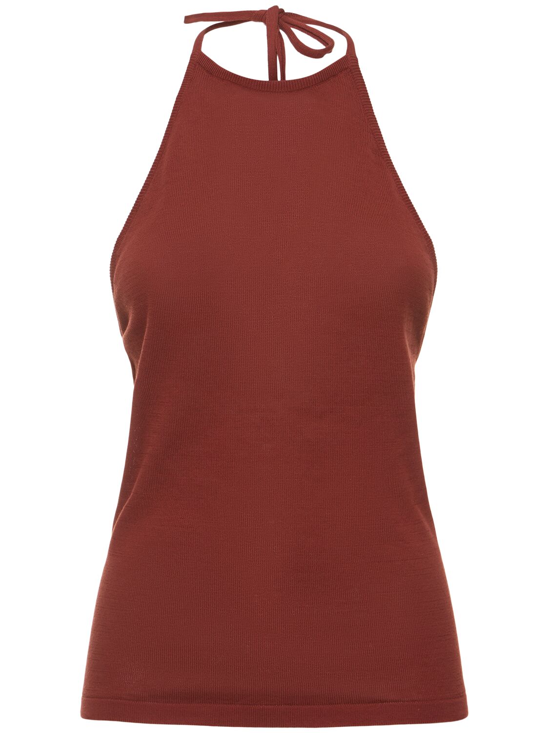 Lemaire Halter Neck Cotton Top In Carmine Red