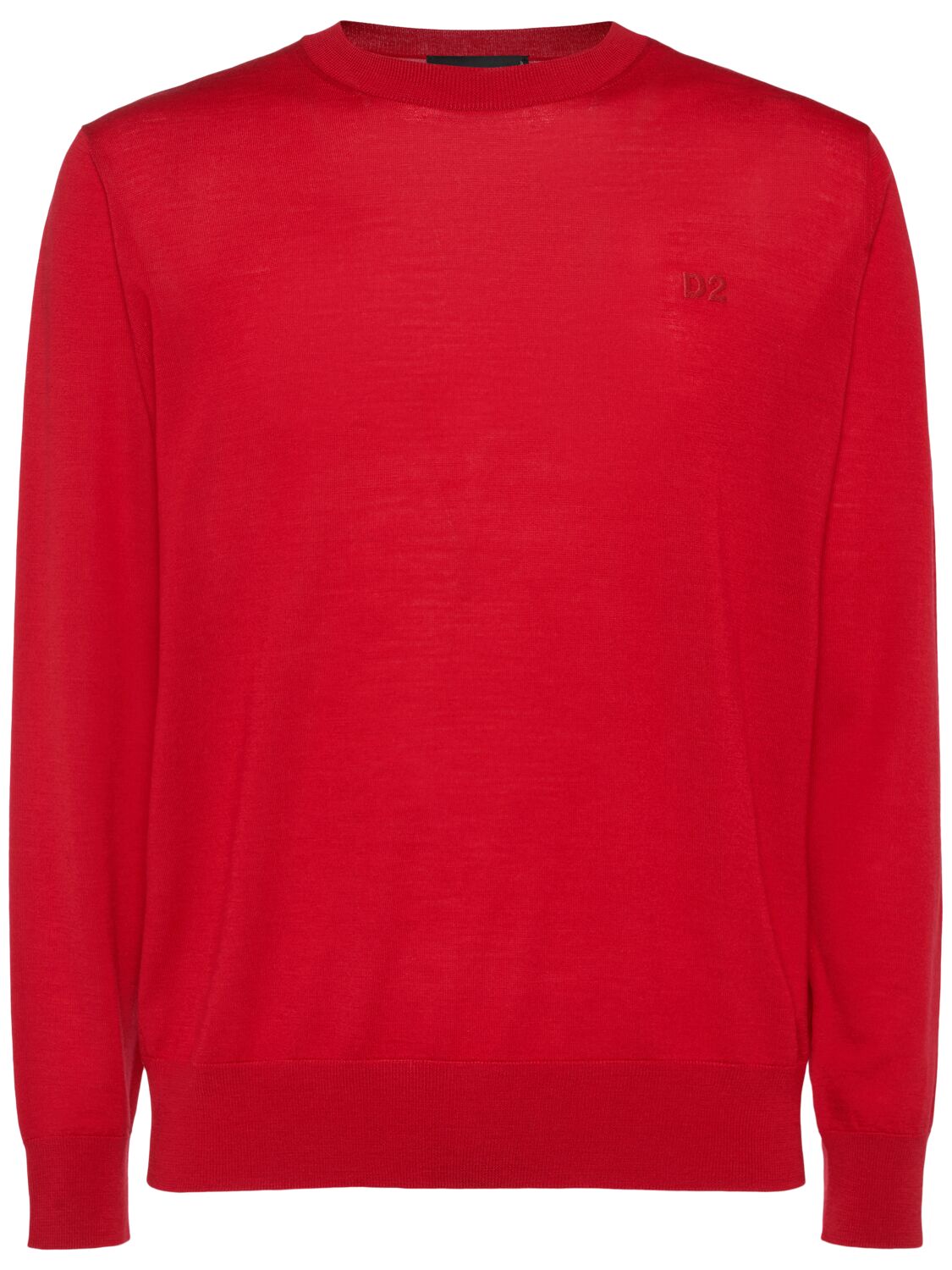 Dsquared2 Crewneck Wool Sweater In Devils Kiss