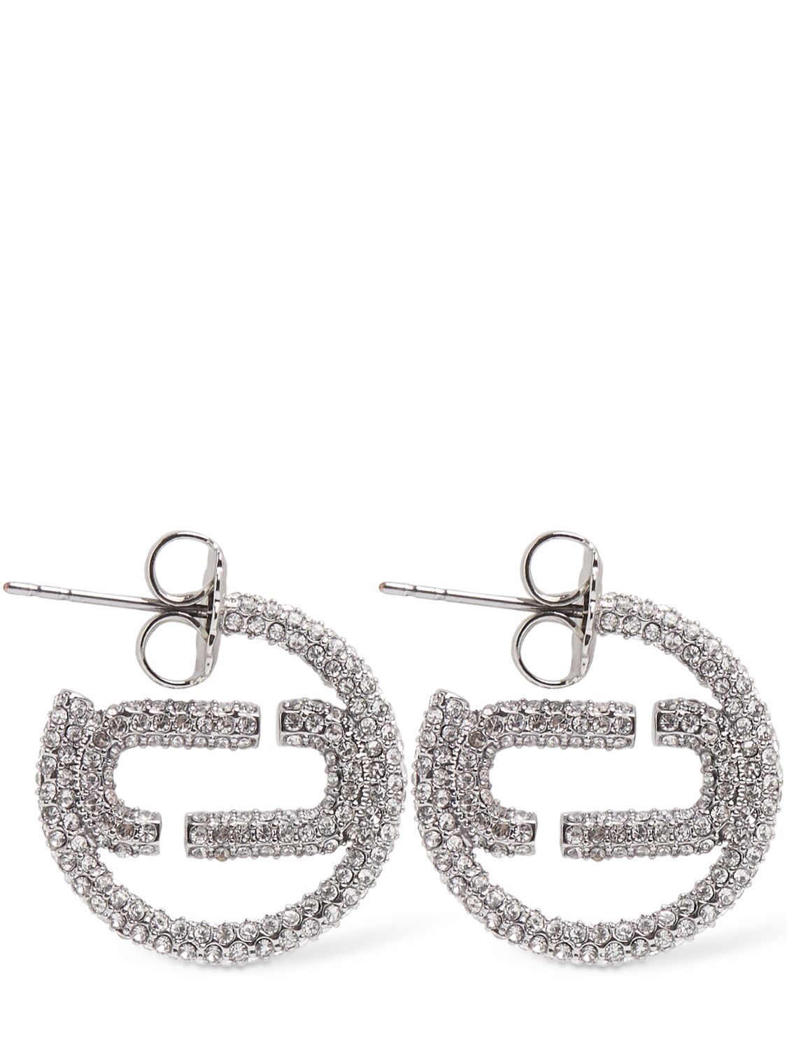 Marc Jacobs J Marc Small Crystal Hoop Earrings In Silver