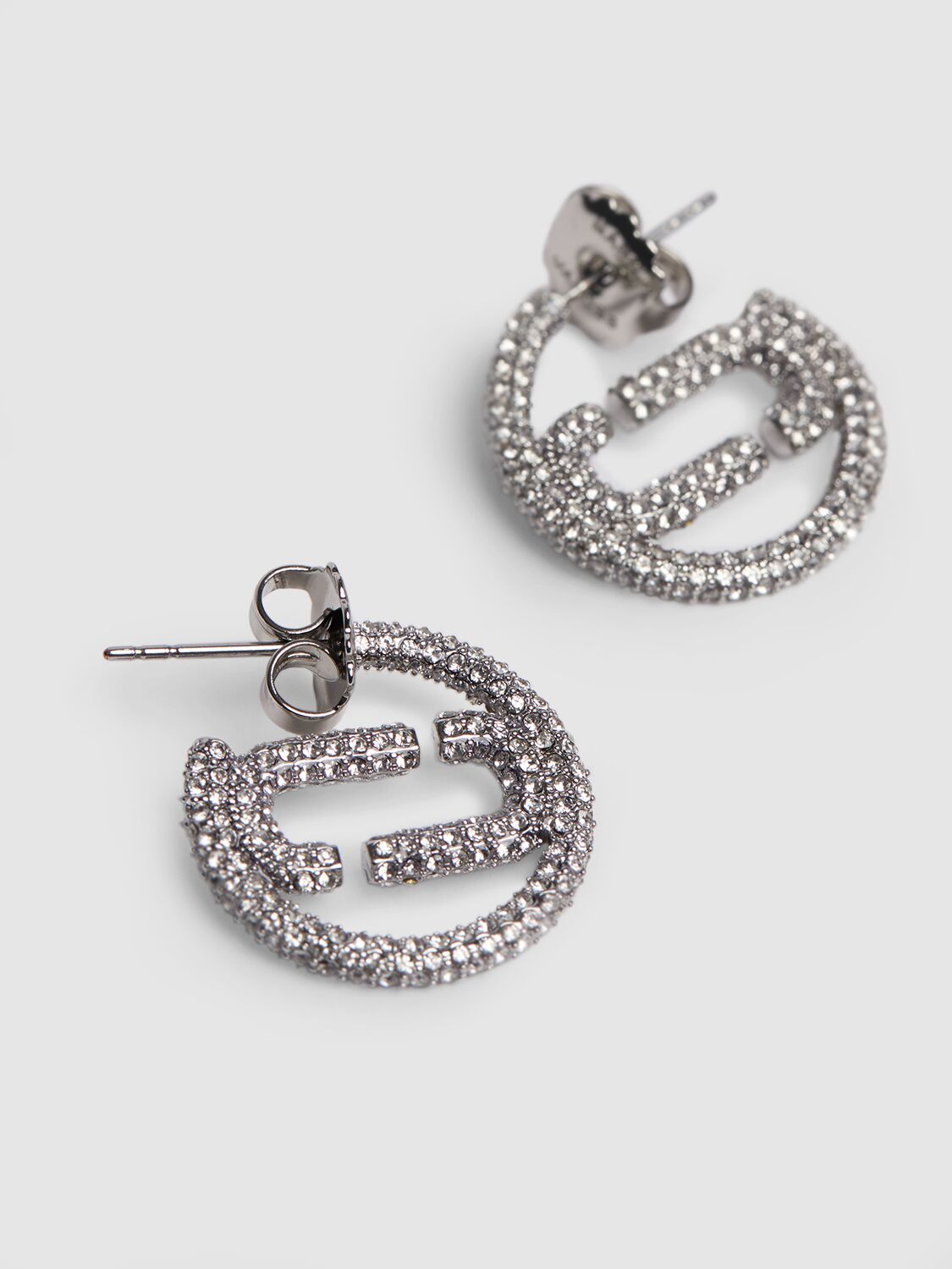 Shop Marc Jacobs J Marc Small Crystal Hoop Earrings In Silver