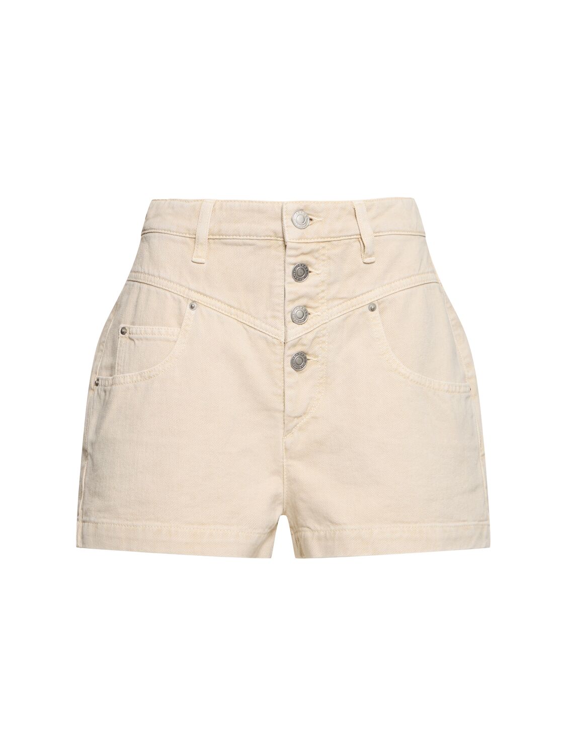 Marant Etoile Jovany High Waist Cotton Shorts In Ecru