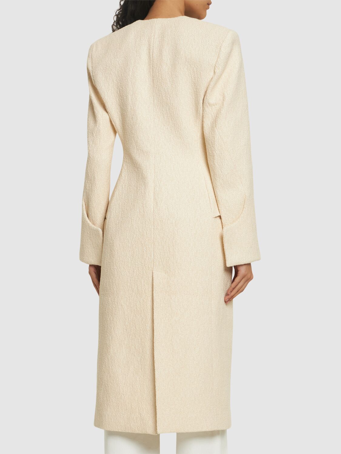 Shop Jacquemus Le Manteau Cubo Cotton Fleece Midi Coat In Off-white