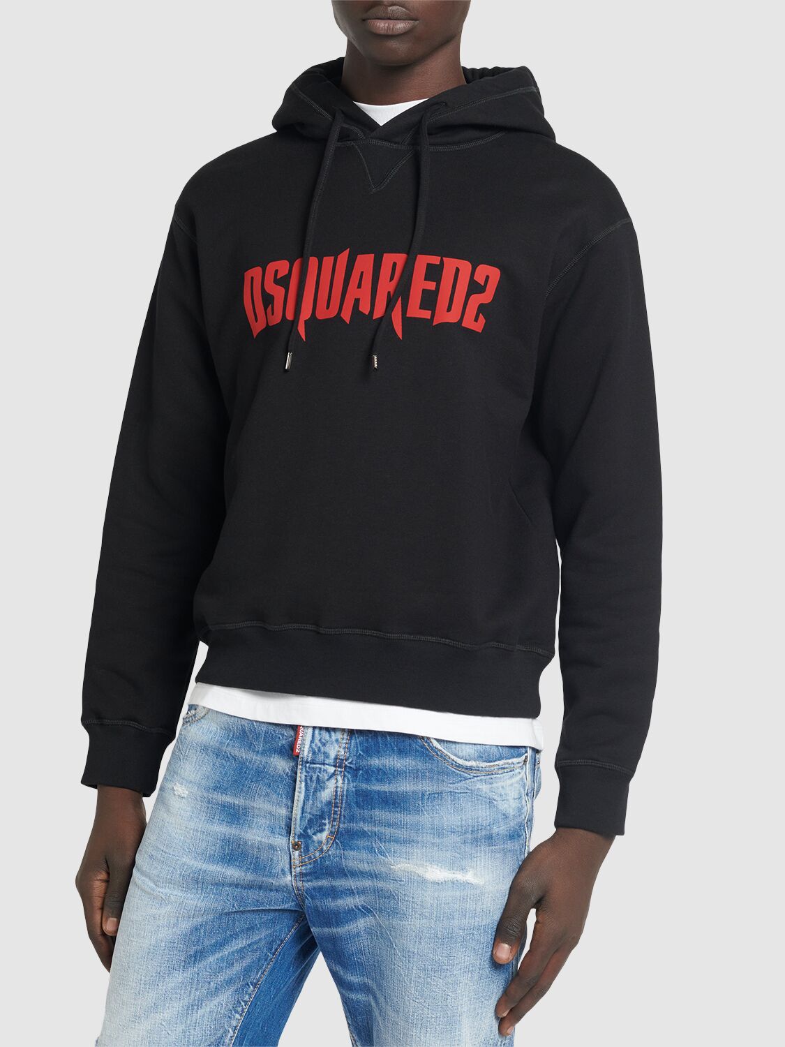 Shop Dsquared2 Cool Fit Cotton Hoodie In Black