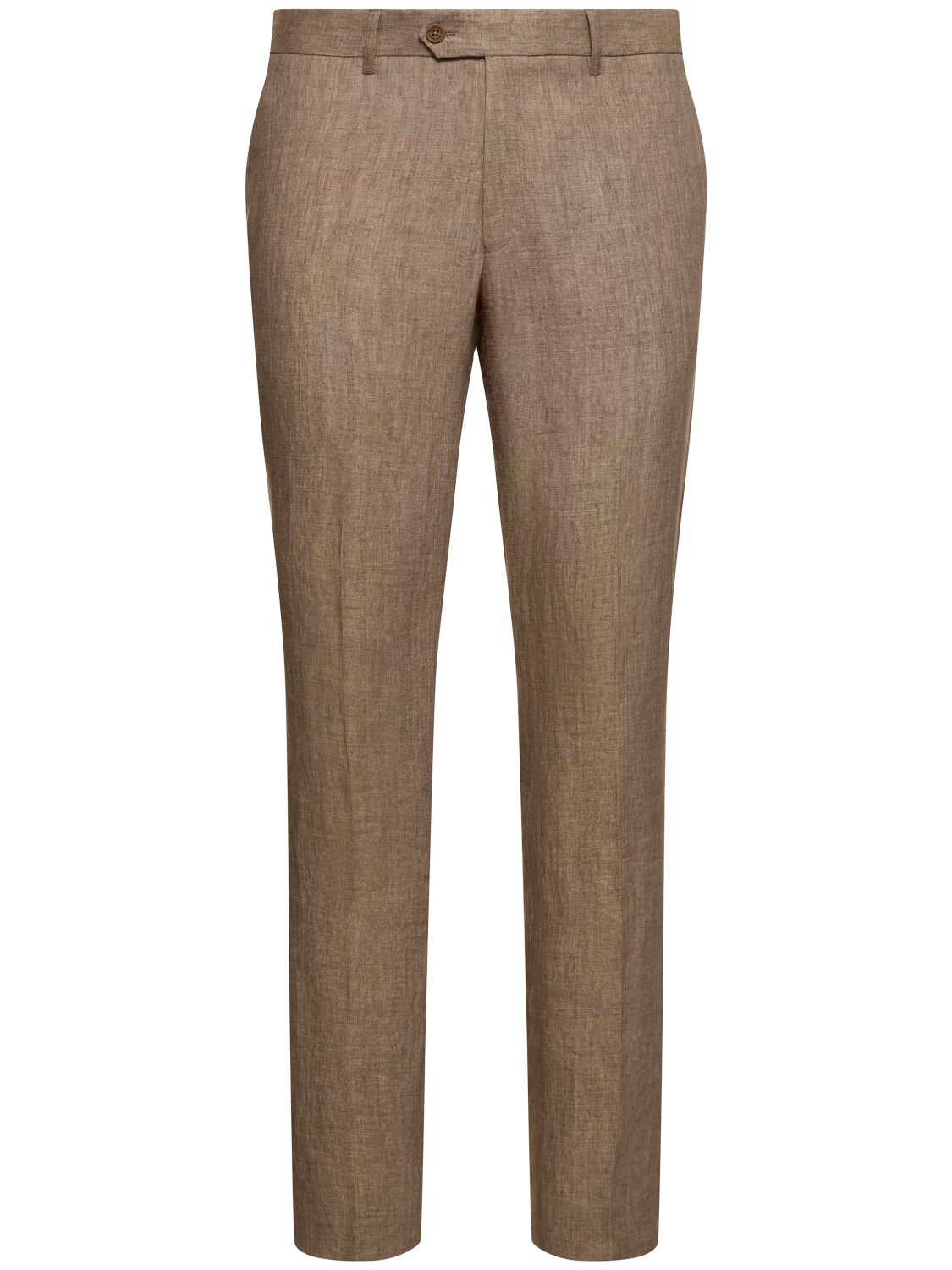 Frescobol Carioca Alfonso Tailored Linen Pants In Brown