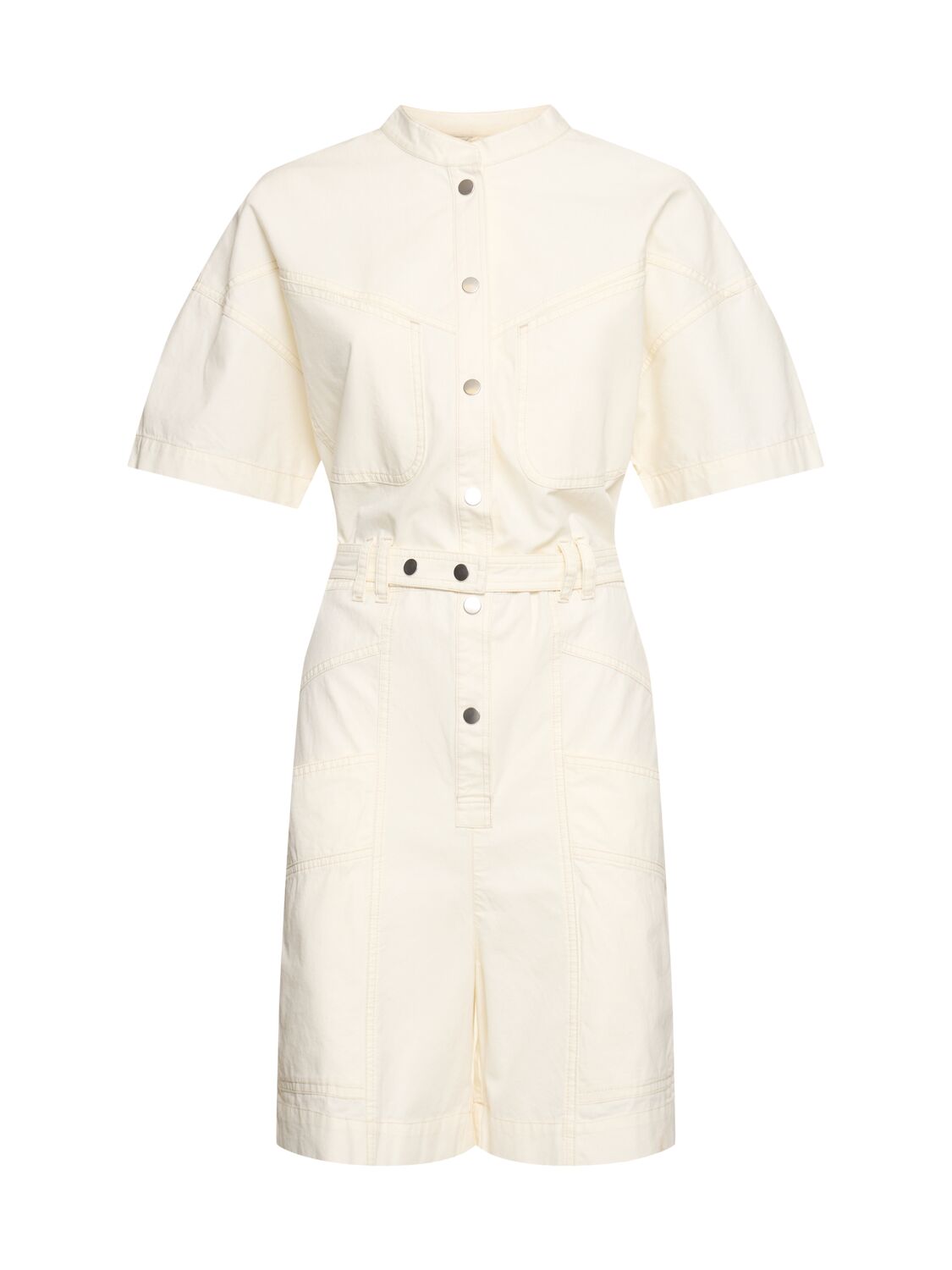 Marant Etoile Kiara Belted Cotton Overalls In White