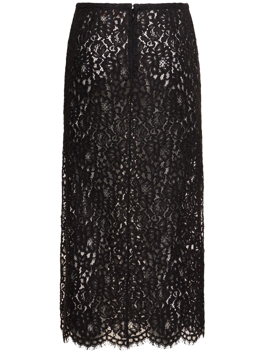 Shop Michael Kors Lace Side Slit Midi Skirt In Black