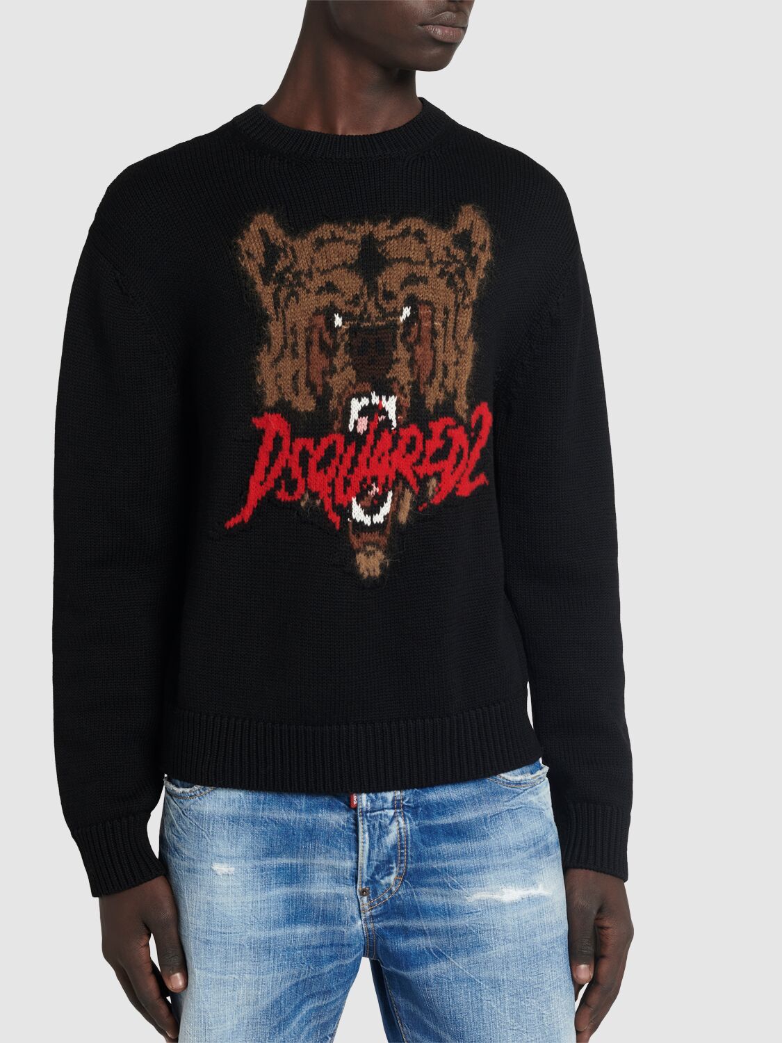 Shop Dsquared2 Crewneck Bear Logo Sweater In Schwarz