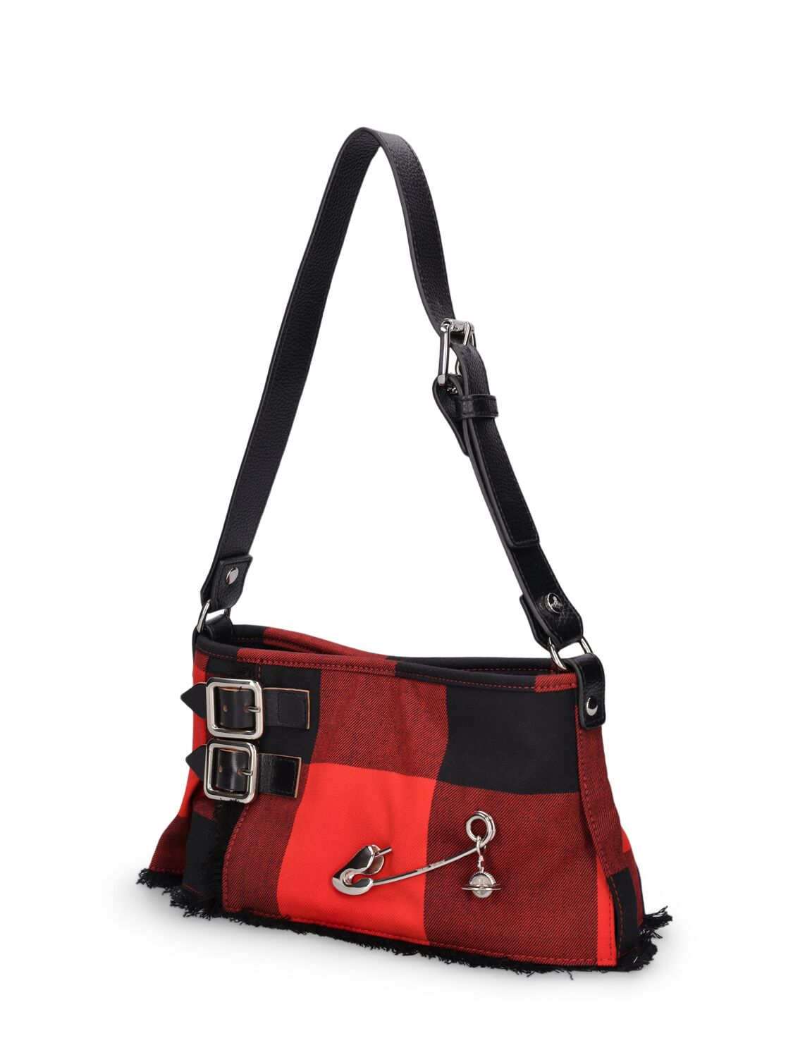 Shop Vivienne Westwood Heather Wool Shoulder Bag In Red,black