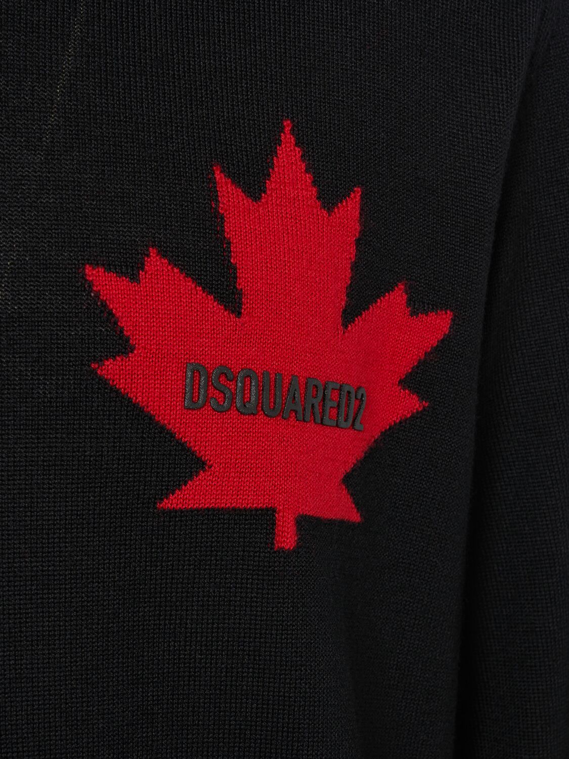 Shop Dsquared2 D2 Leaf Wool Crewneck Sweater In Black