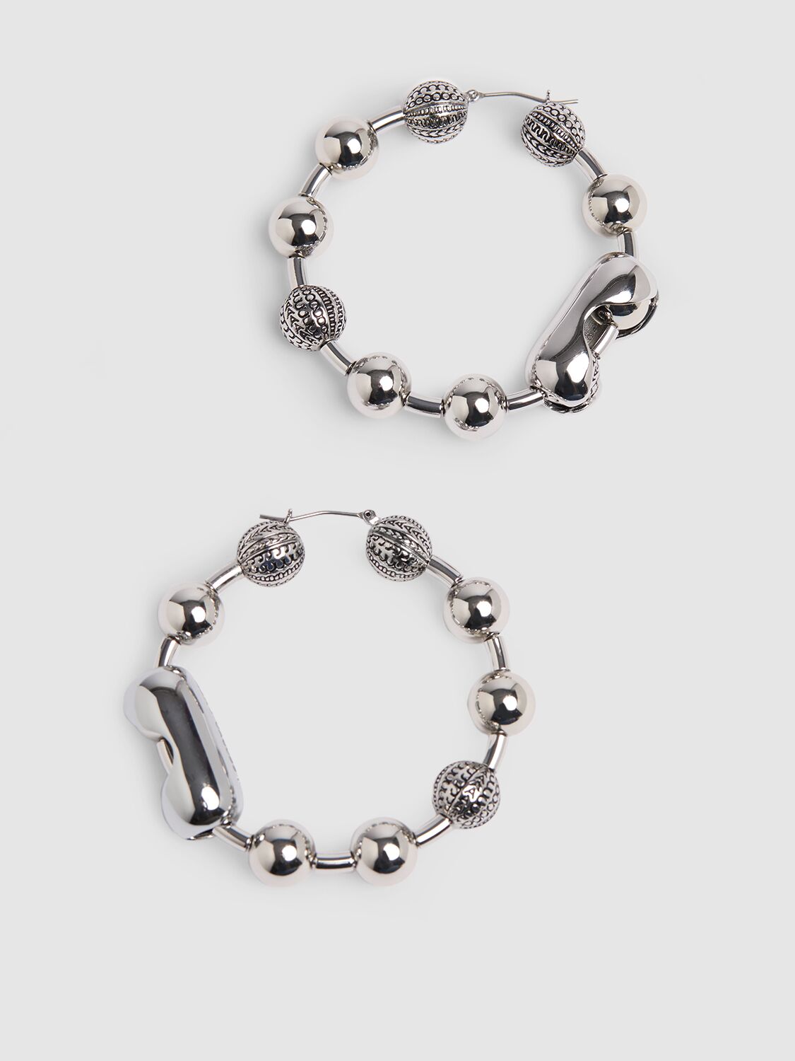 Shop Marc Jacobs Monogram Ball Chain Hoop Earrings In Silver