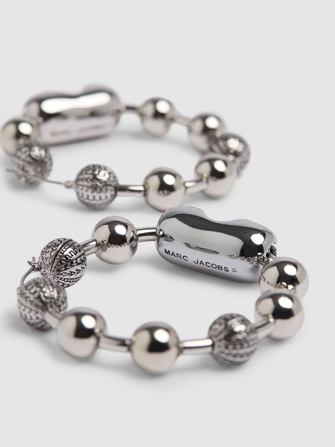 Shop Marc Jacobs Monogram Ball Chain Hoop Earrings In Silver