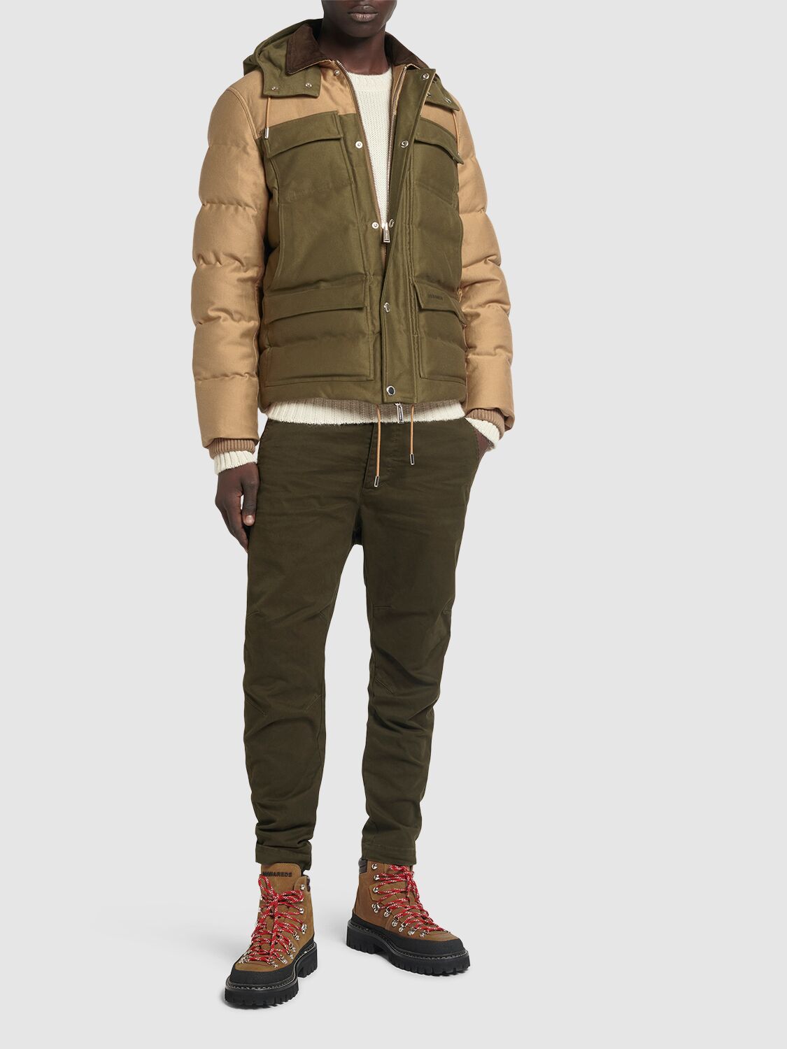 Shop Dsquared2 Cotton Utility Puffer Jacket In Fir Green