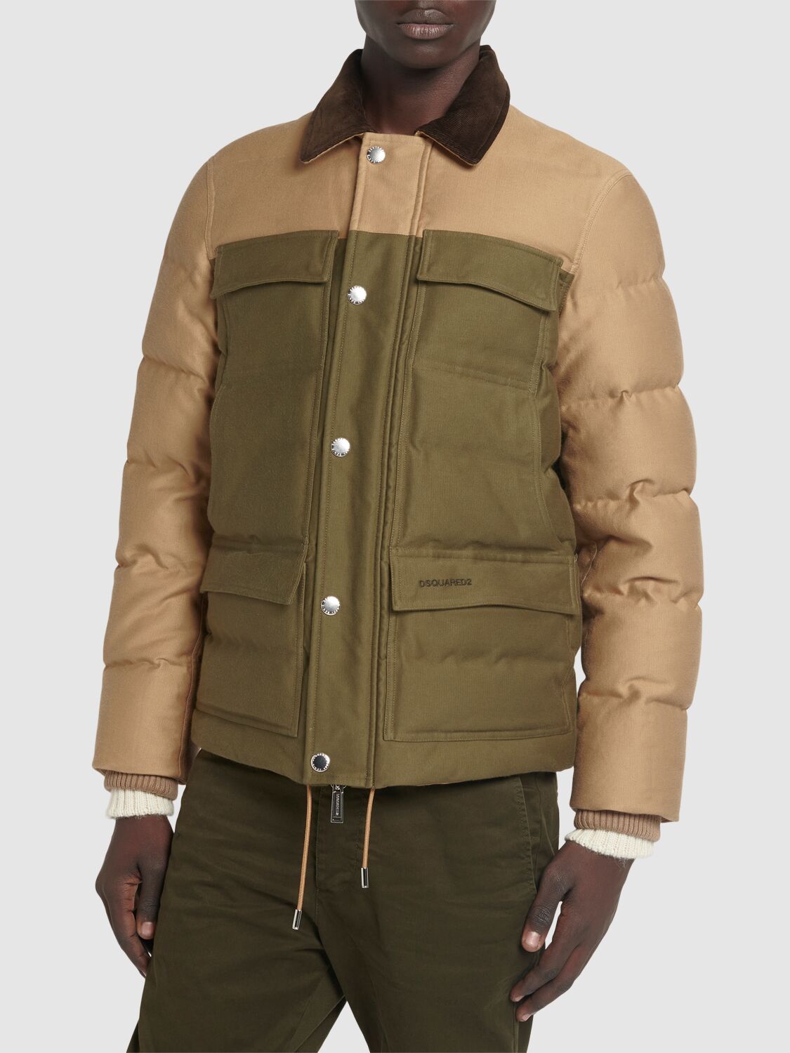 Shop Dsquared2 Cotton Utility Puffer Jacket In Fir Green