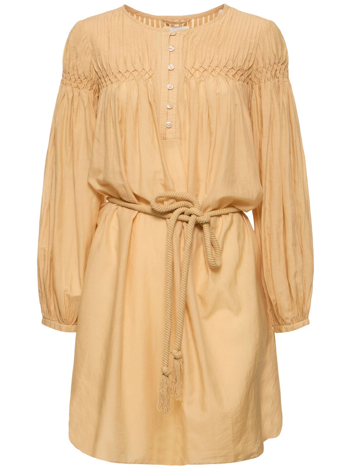 Shop Marant Etoile Adeliani Buttoned Long Sleeve Dress In Beige