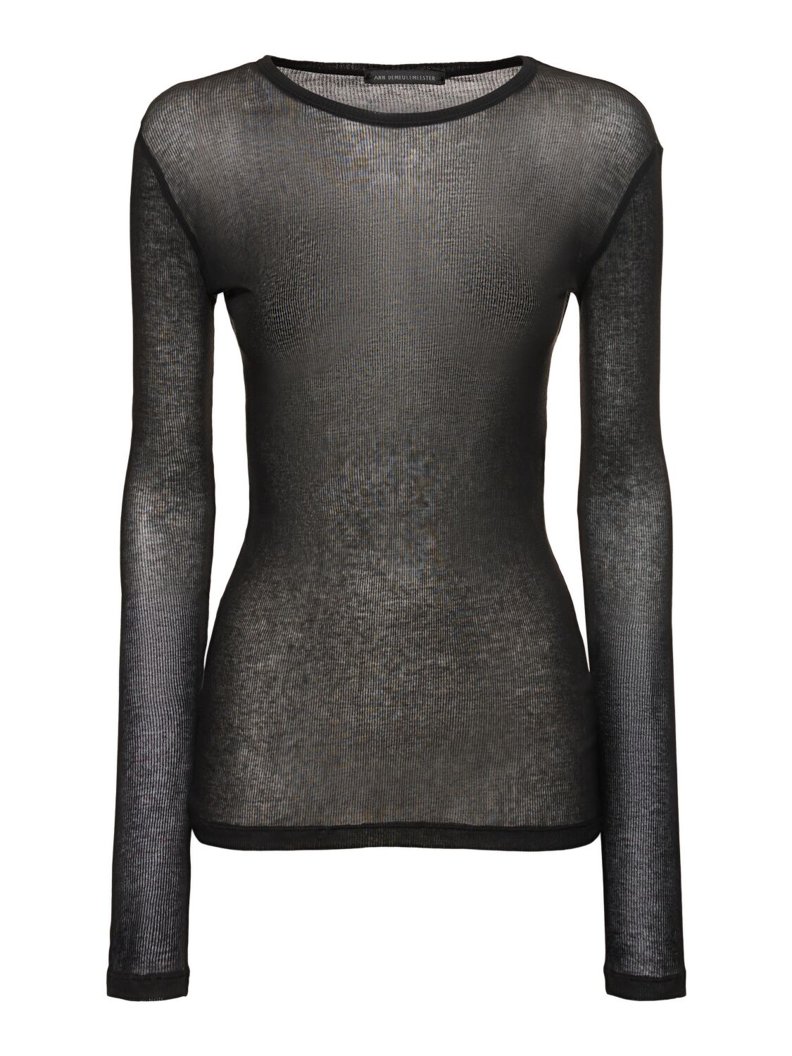 Ann Demeulemeester Fiene Ribbed Cotton Long Sleeve Top In Black