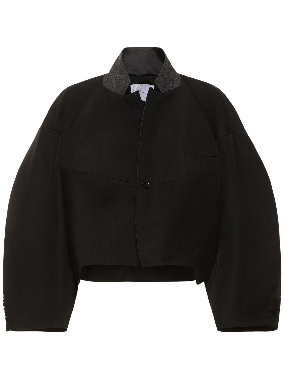 Sacai Double-faced Wool Blend Jacket In Black