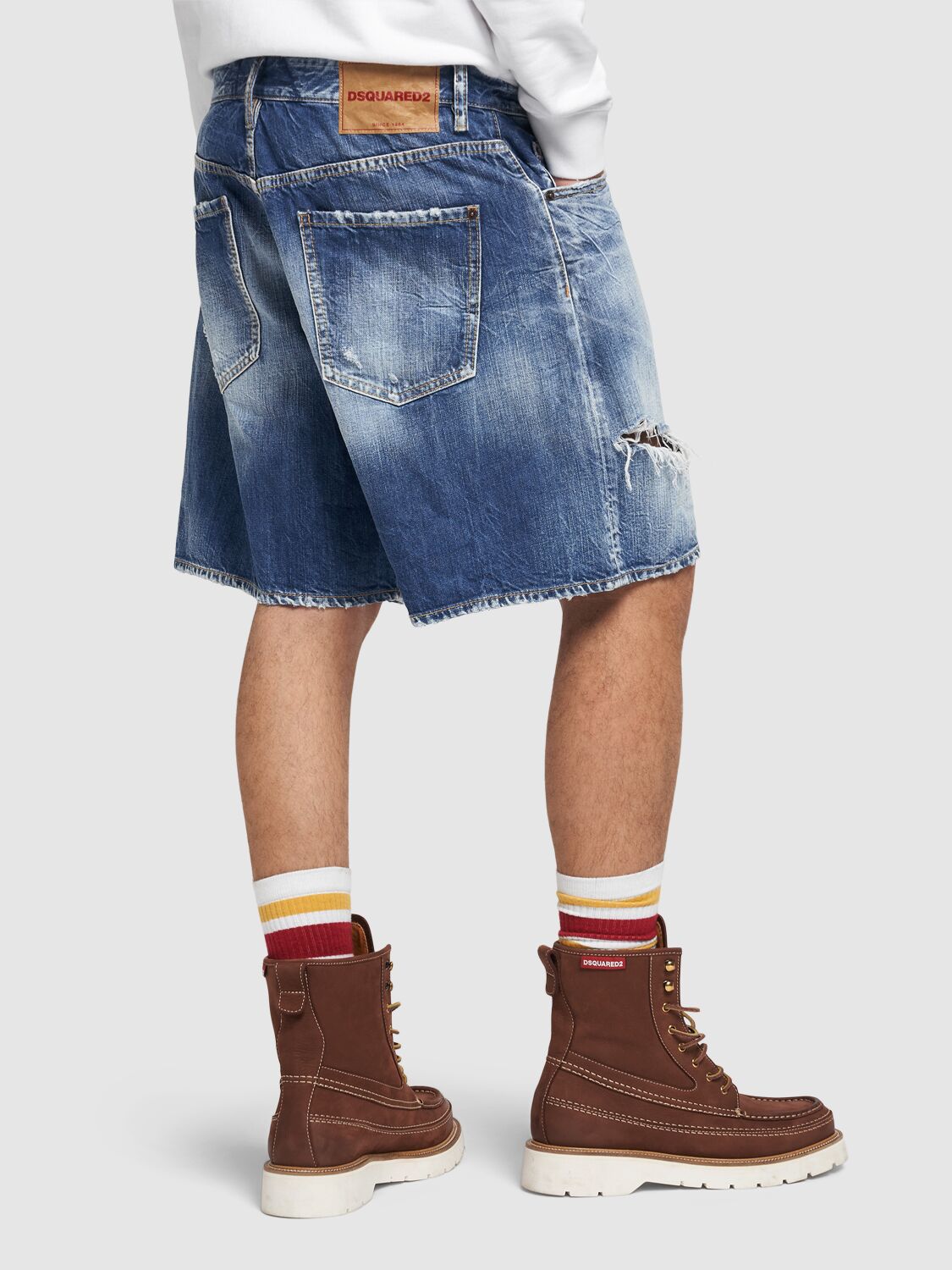 DSQUARED2 BOXER FIT COTTON DENIM SHORTS 