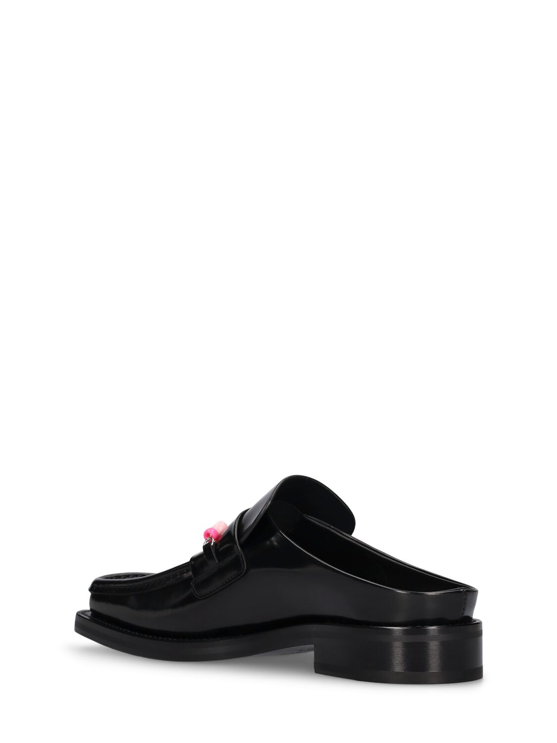 Shop Martine Rose 3.5cm Leather Square Toe Beaded Mules In High Shine Black