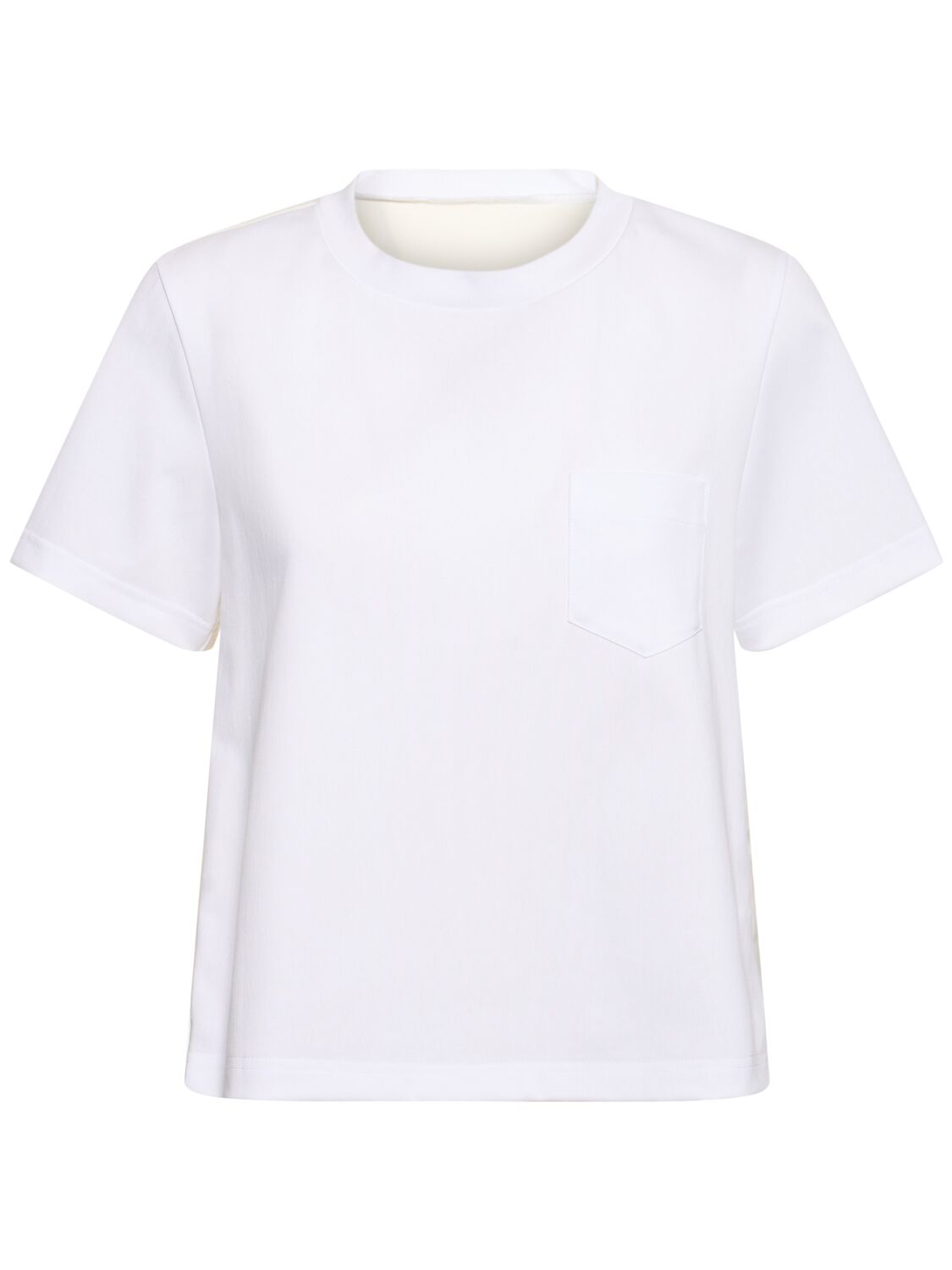Sacai Cotton Jersey & Nylon Twill T-shirt In Off White
