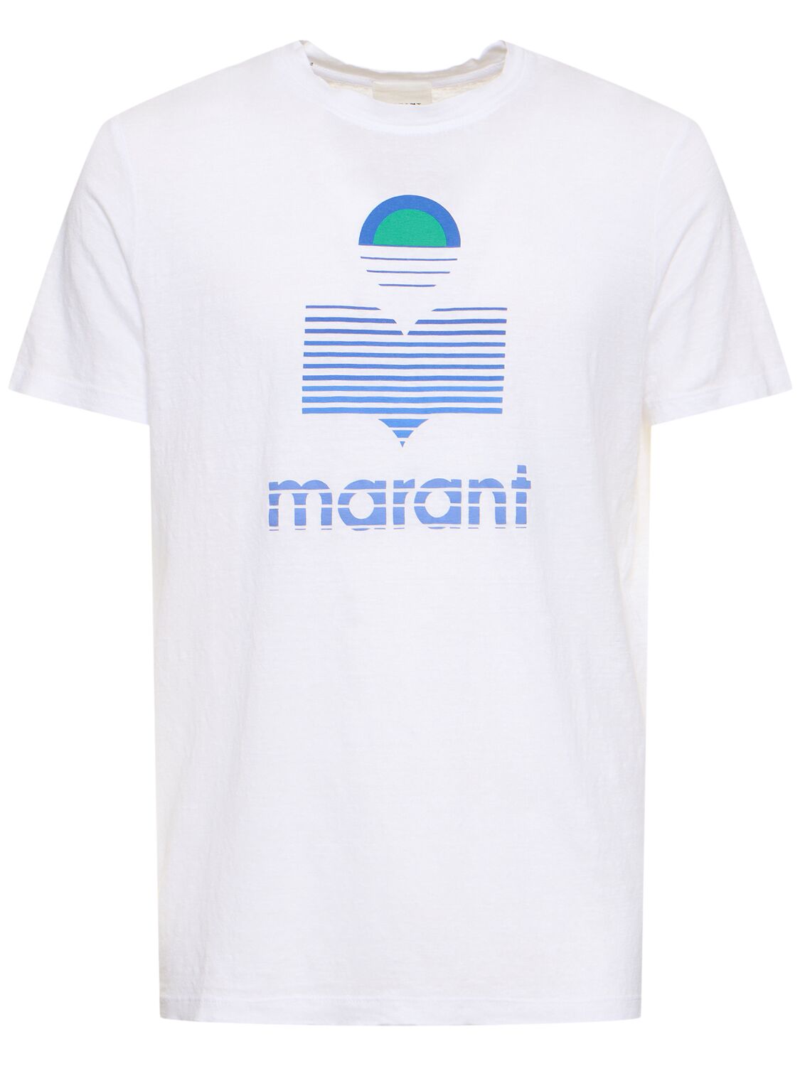 Shop Marant Logo Print Linen Jersey T-shirt In White