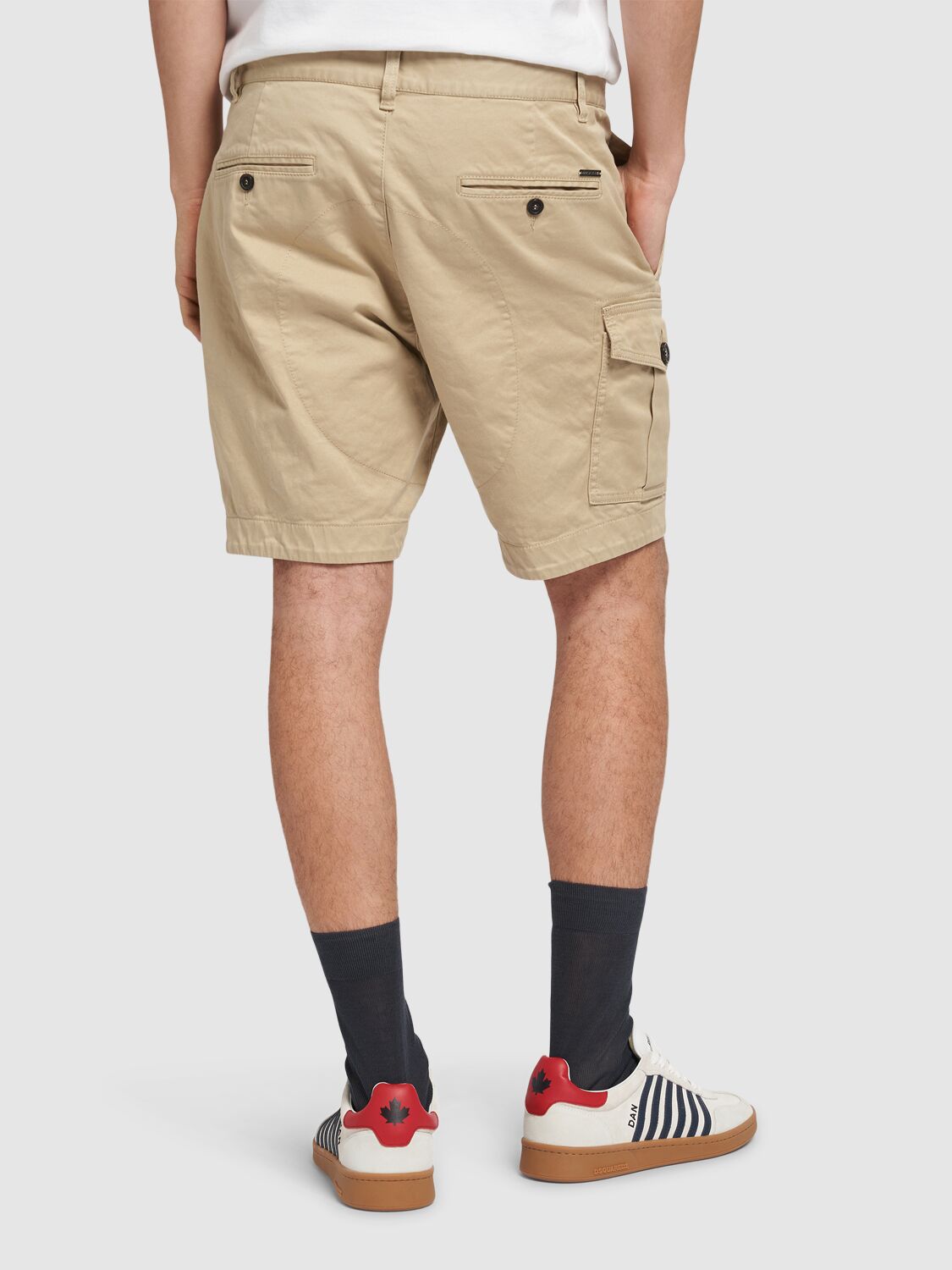 Shop Dsquared2 Sexy Cargo Cotton Drill Shorts In Desert Tan