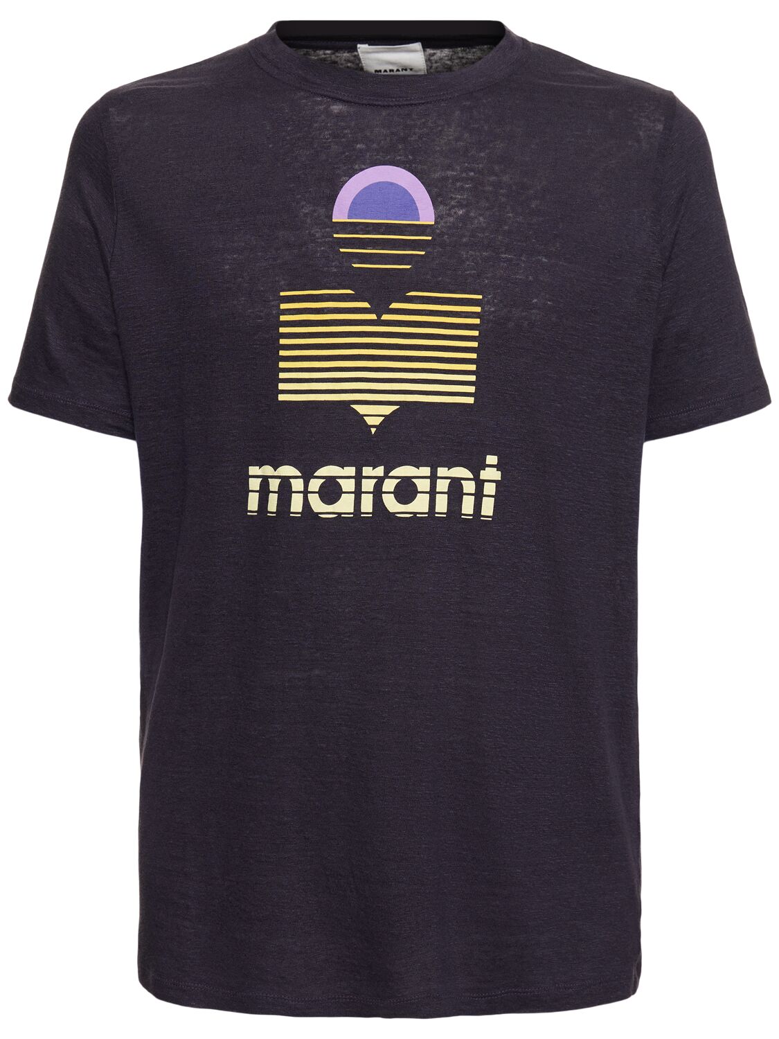 Marant Logo Print Linen Jersey T-shirt In Black