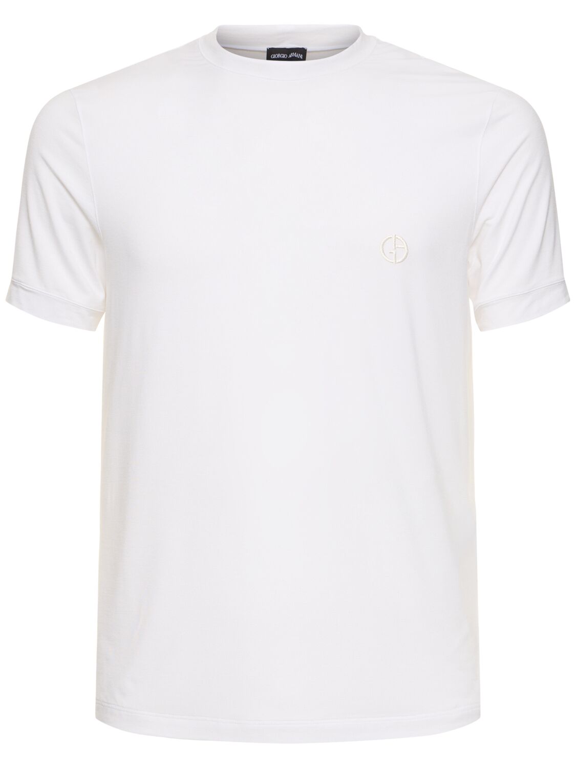 Giorgio Armani Mercerized Viscose Jersey T-shirt In Optic White