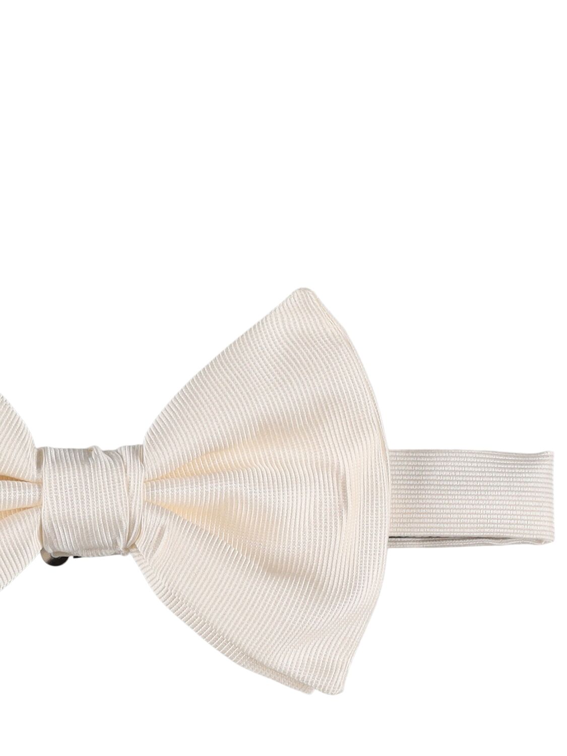 Shop Giorgio Armani Large Silk Bowtie In Beige,white