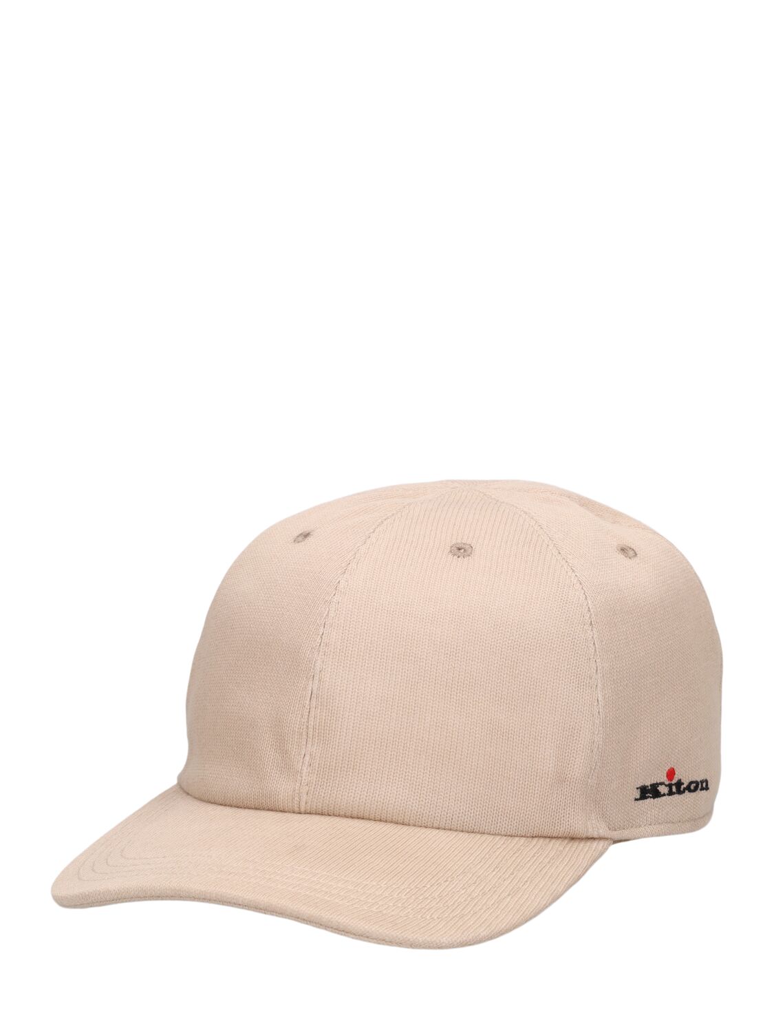 Shop Kiton Logo Cotton Baseball Hat In Beige